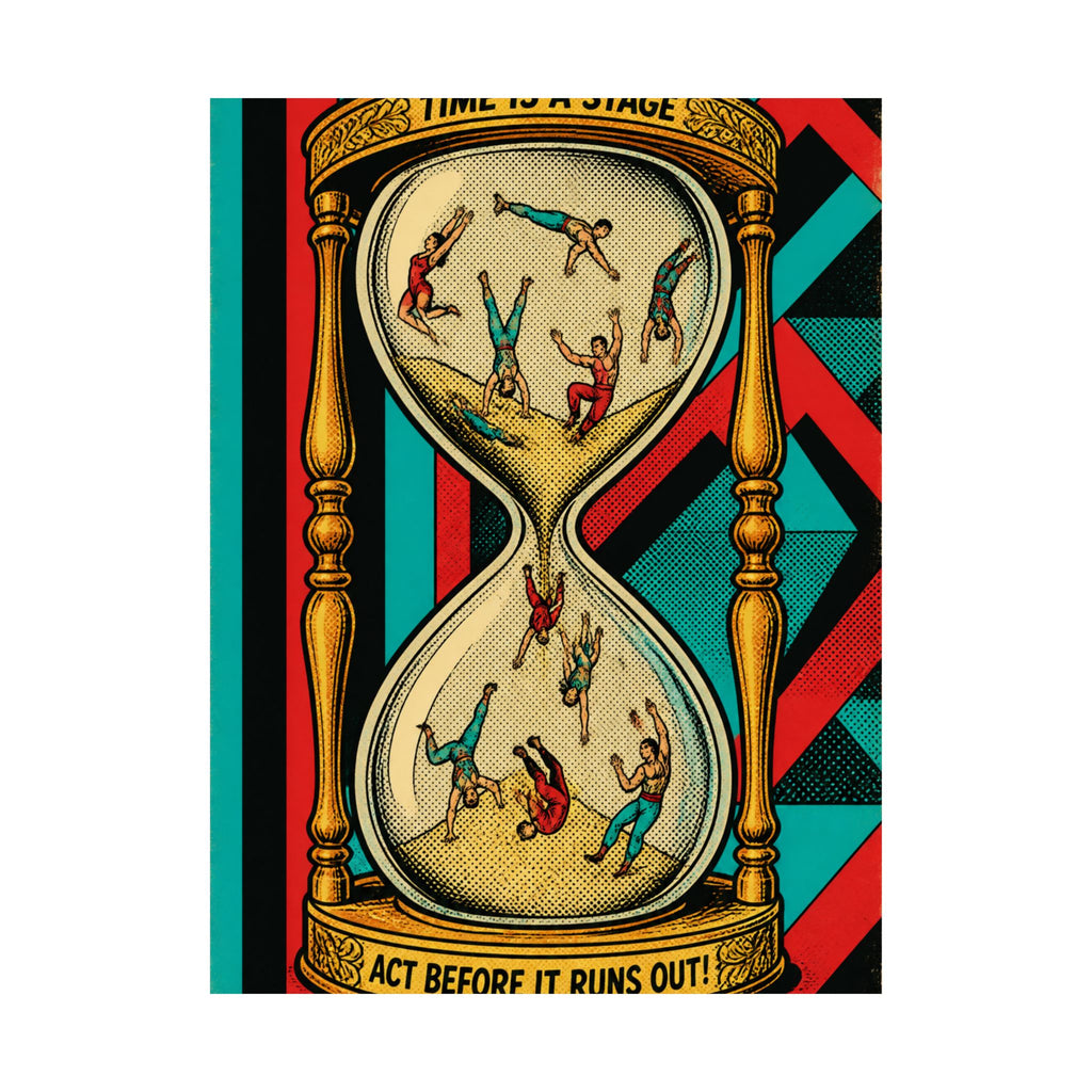 Hourglass Acrobats Wall Art Poster 24×36 Pop Art Restaurant Decor Maximalist Print