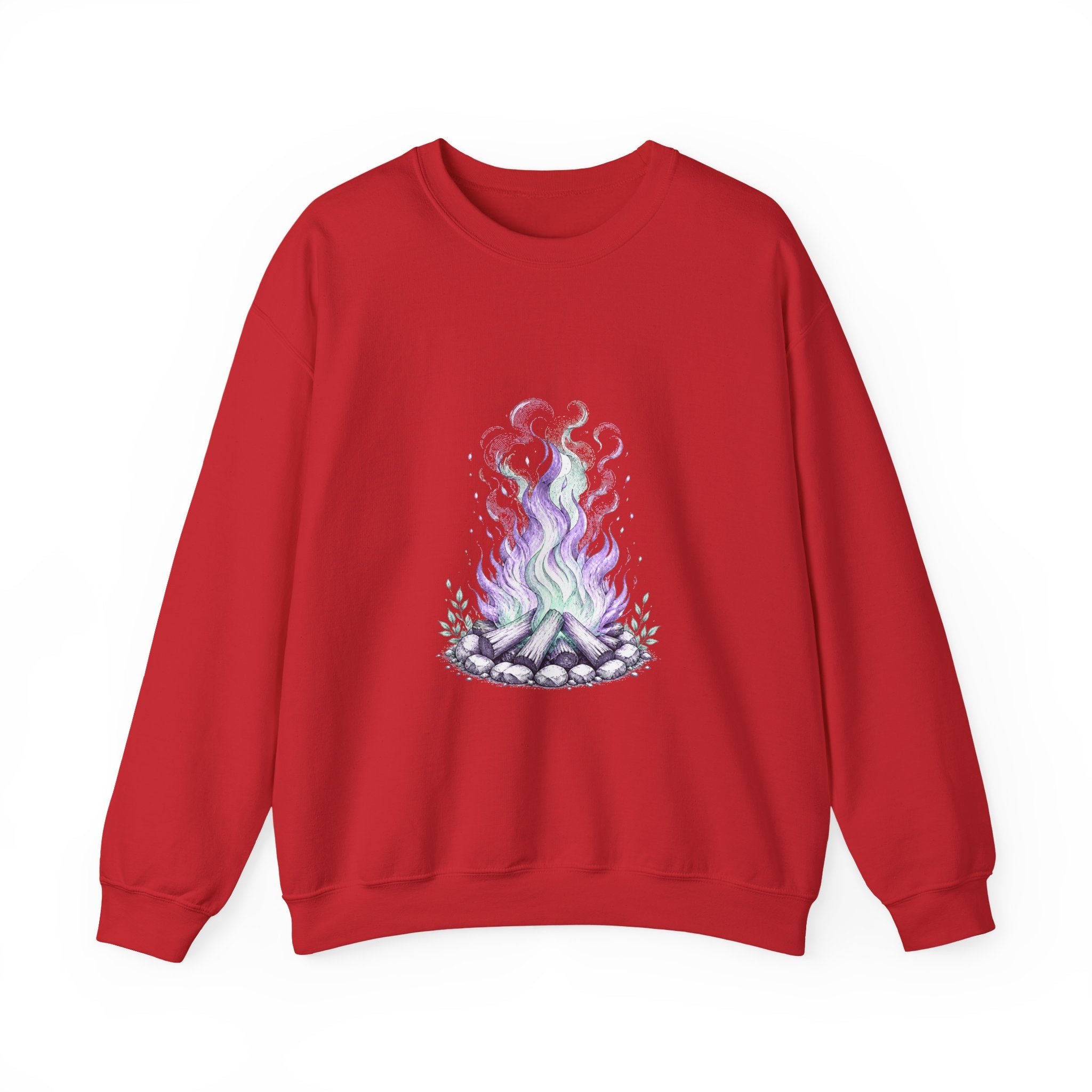 Matching Couple Sweatshirt - Wildfire & Waterfall Matching Couple Crewneck Sweatshirt Hand-Drawn Art His Hers Best Friend Gift - Design A