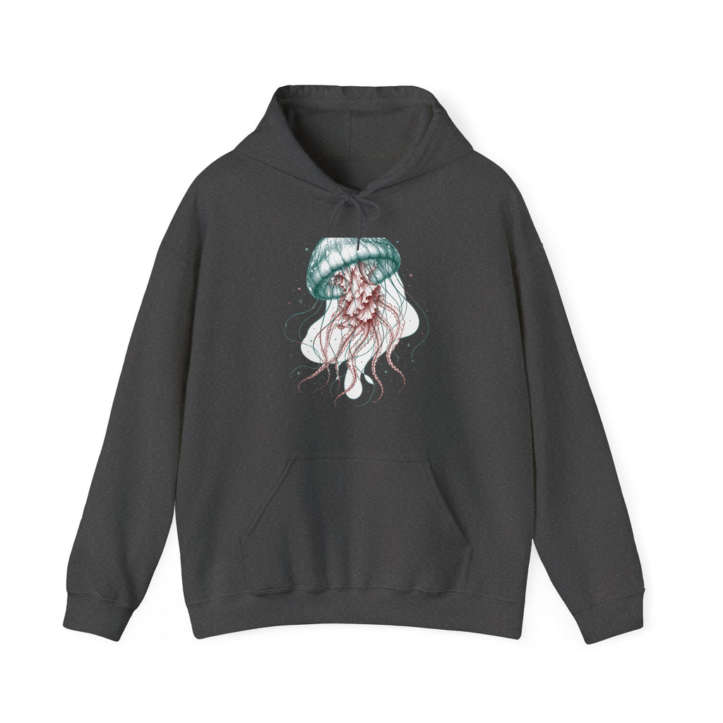 Matching Couple Sweatshirt - Octopus & Jellyfish Matching Couple Hooded Sweatshirt Hand-Drawn Art His Hers Best Friend Gift - Design B