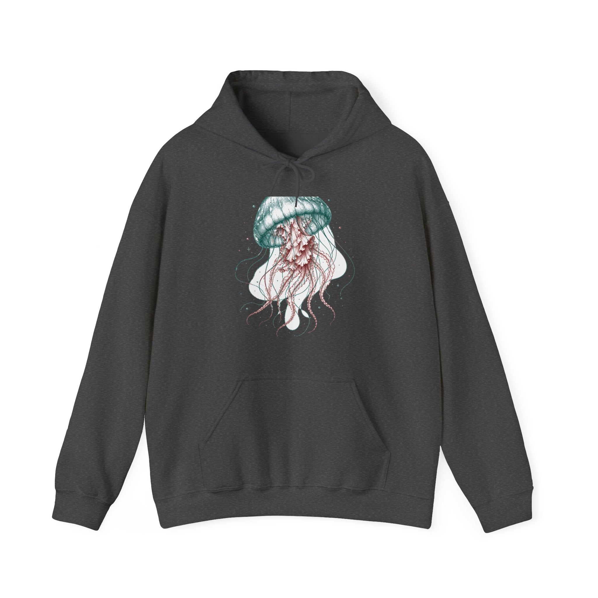 Matching Couple Sweatshirt - Octopus & Jellyfish Matching Couple Hooded Sweatshirt Hand-Drawn Art His Hers Best Friend Gift - Design B