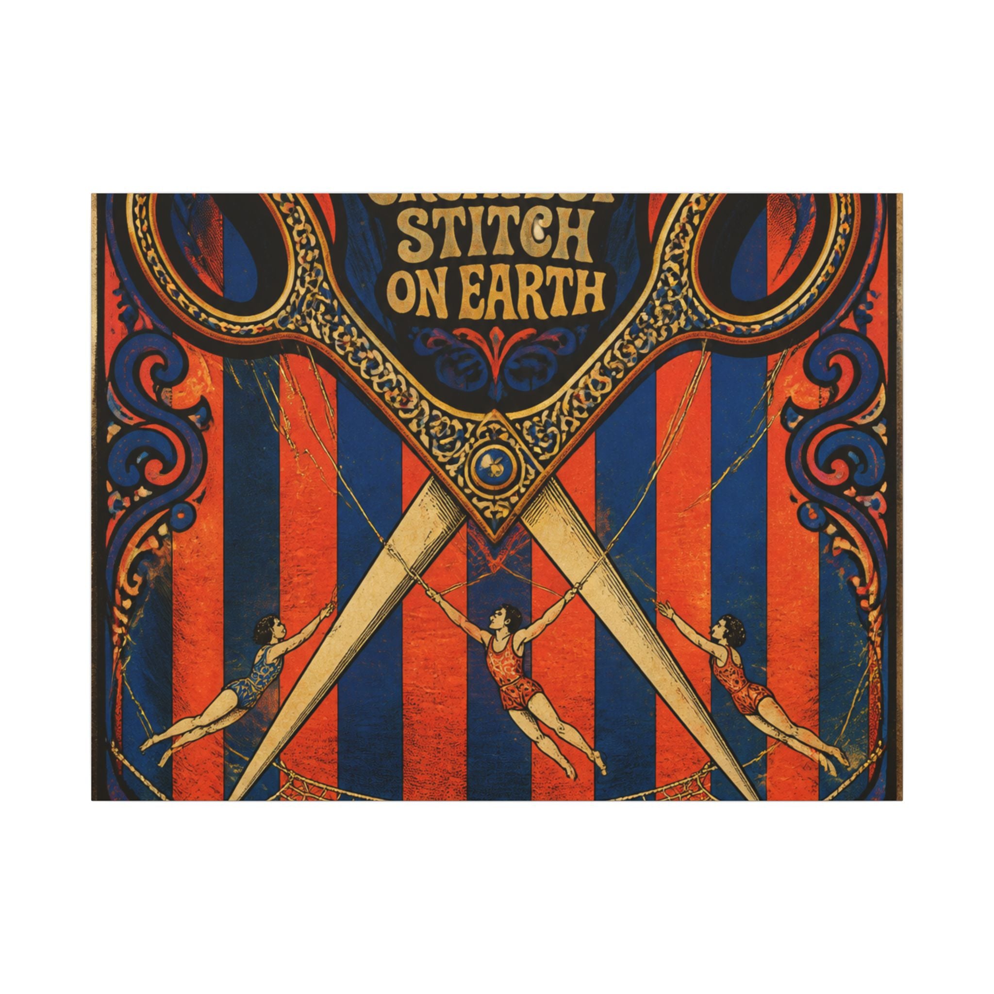 Giant Scissors Trapeze Wall Art Canvas 24×36 Psychedelic Dining Room Decor Maximalist Print