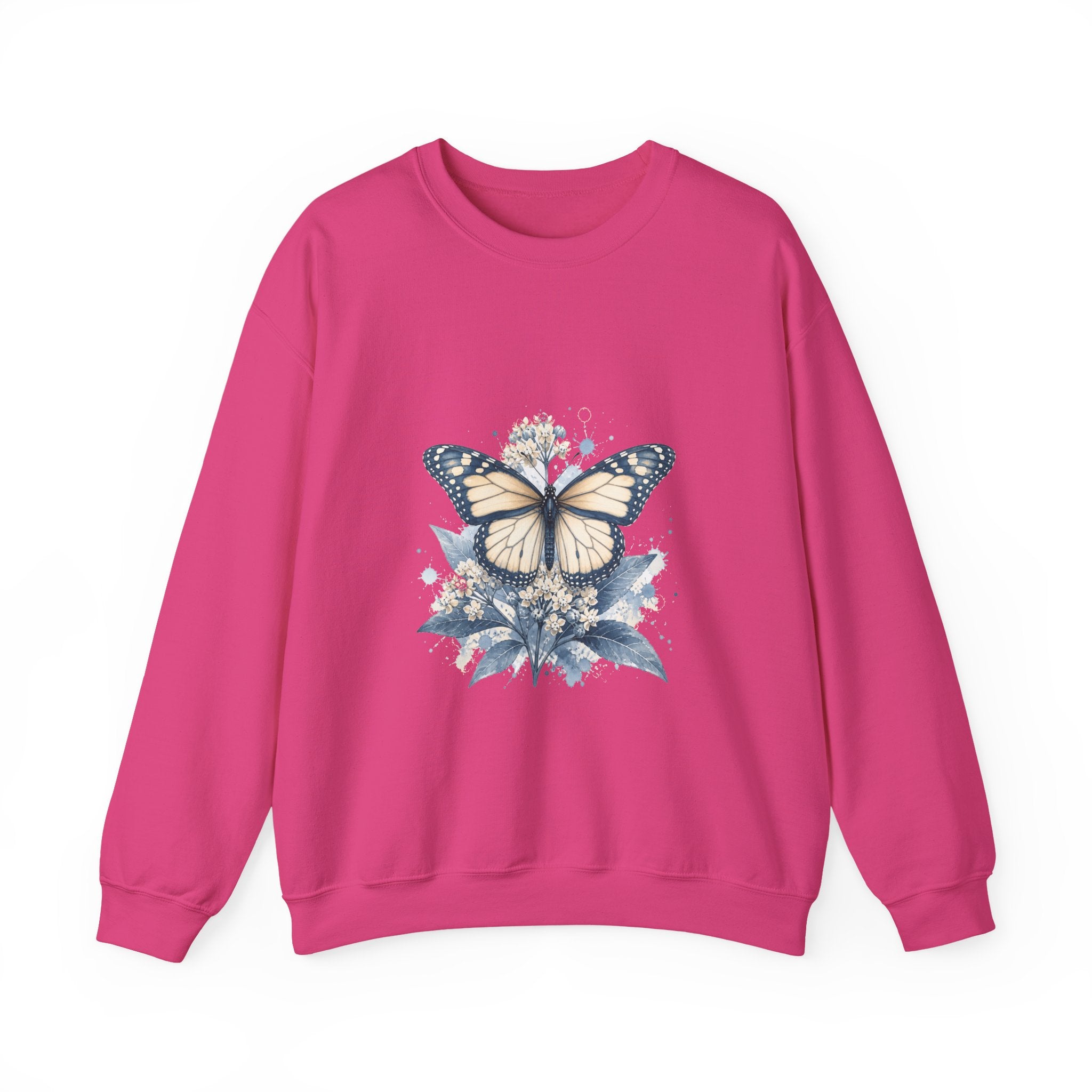 Matching Couple Sweatshirt - Butterfly & Moth Matching Couple Comfort Colors Crew Watercolor Art His Hers Birthday Gift - Design A