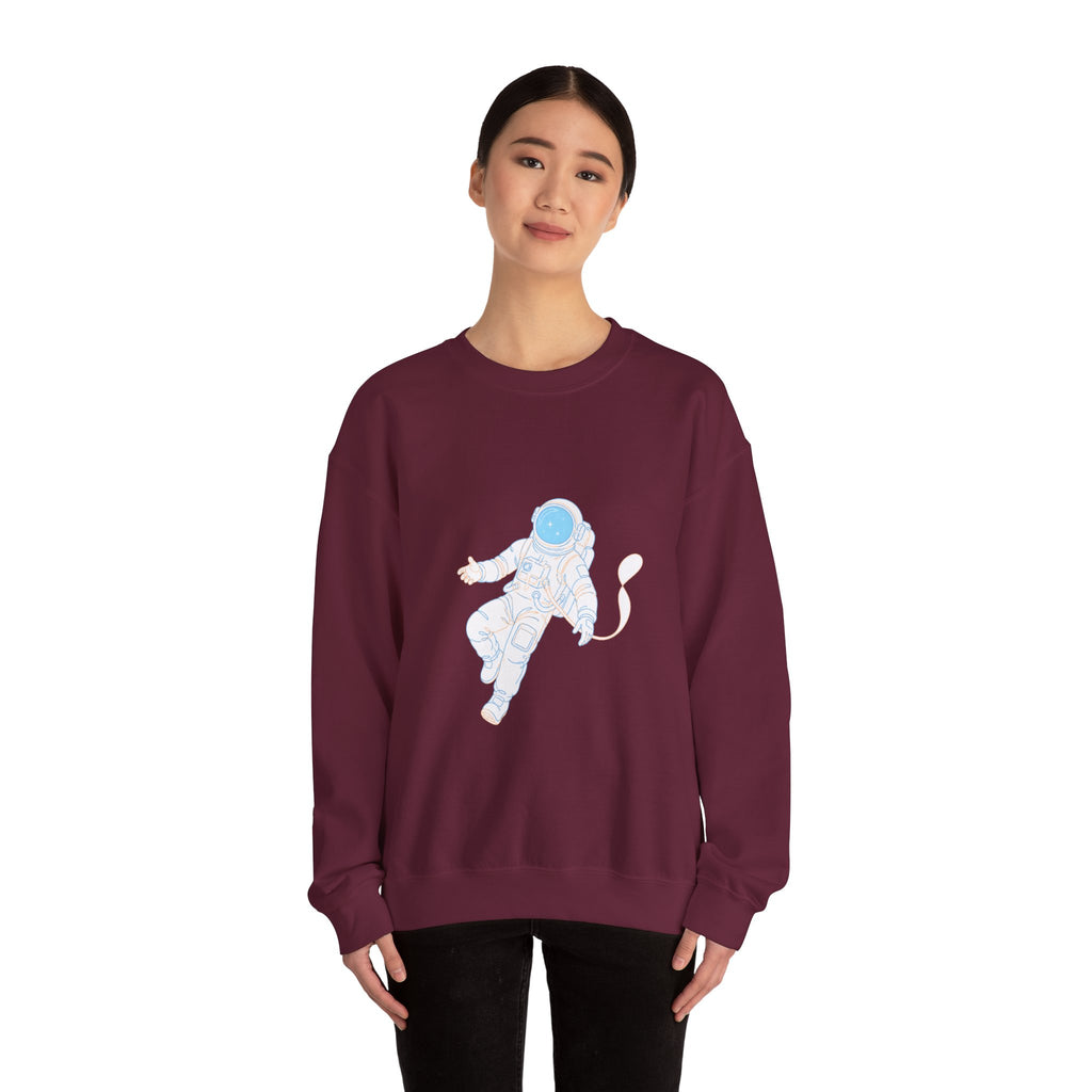 Matching Couple Sweatshirt - Astronaut & Planet Matching Couple Premium Fleece Sweatshirt Minimalist Art His Hers Christmas Gift - Design A