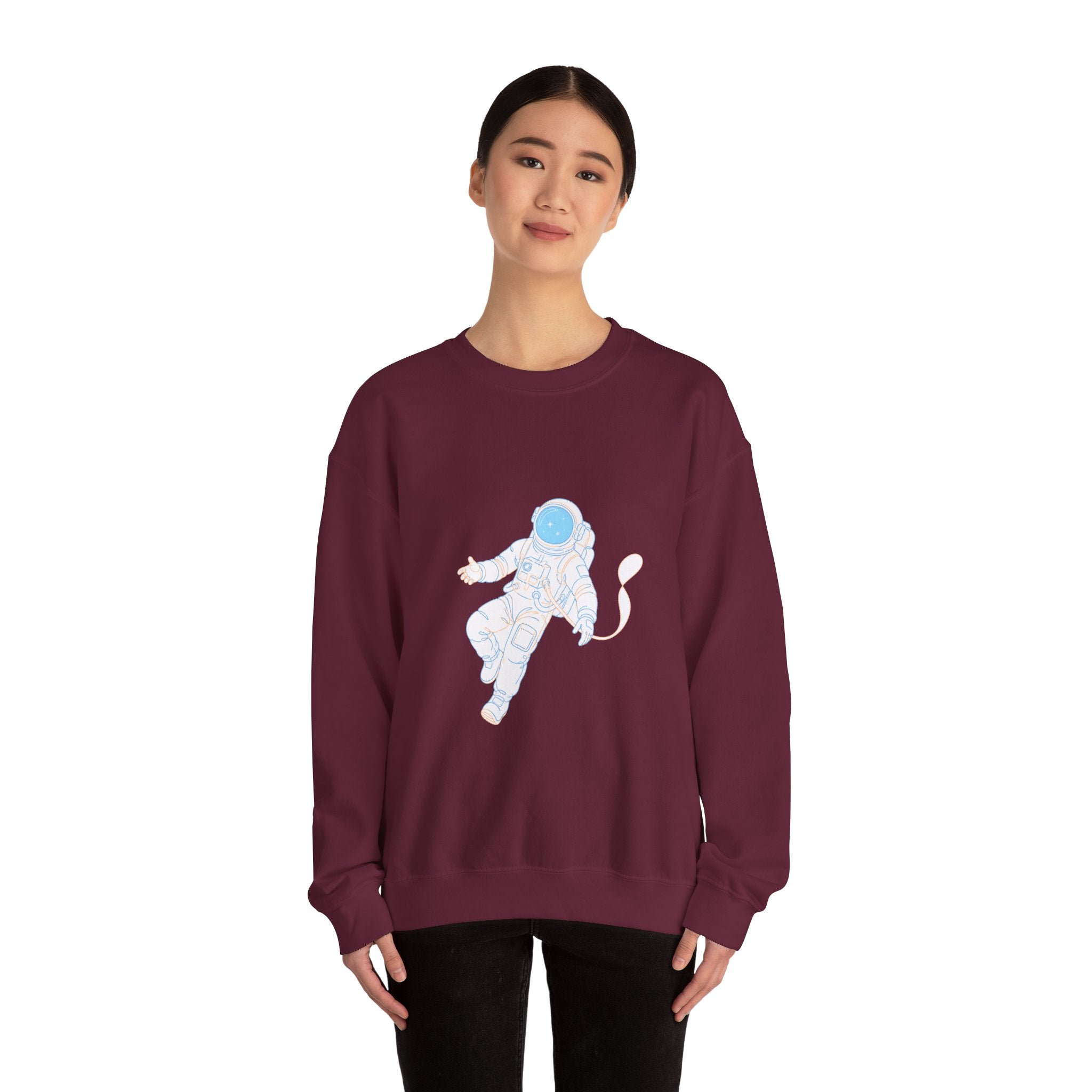 Matching Couple Sweatshirt - Astronaut & Planet Matching Couple Premium Fleece Sweatshirt Minimalist Art His Hers Christmas Gift - Design A