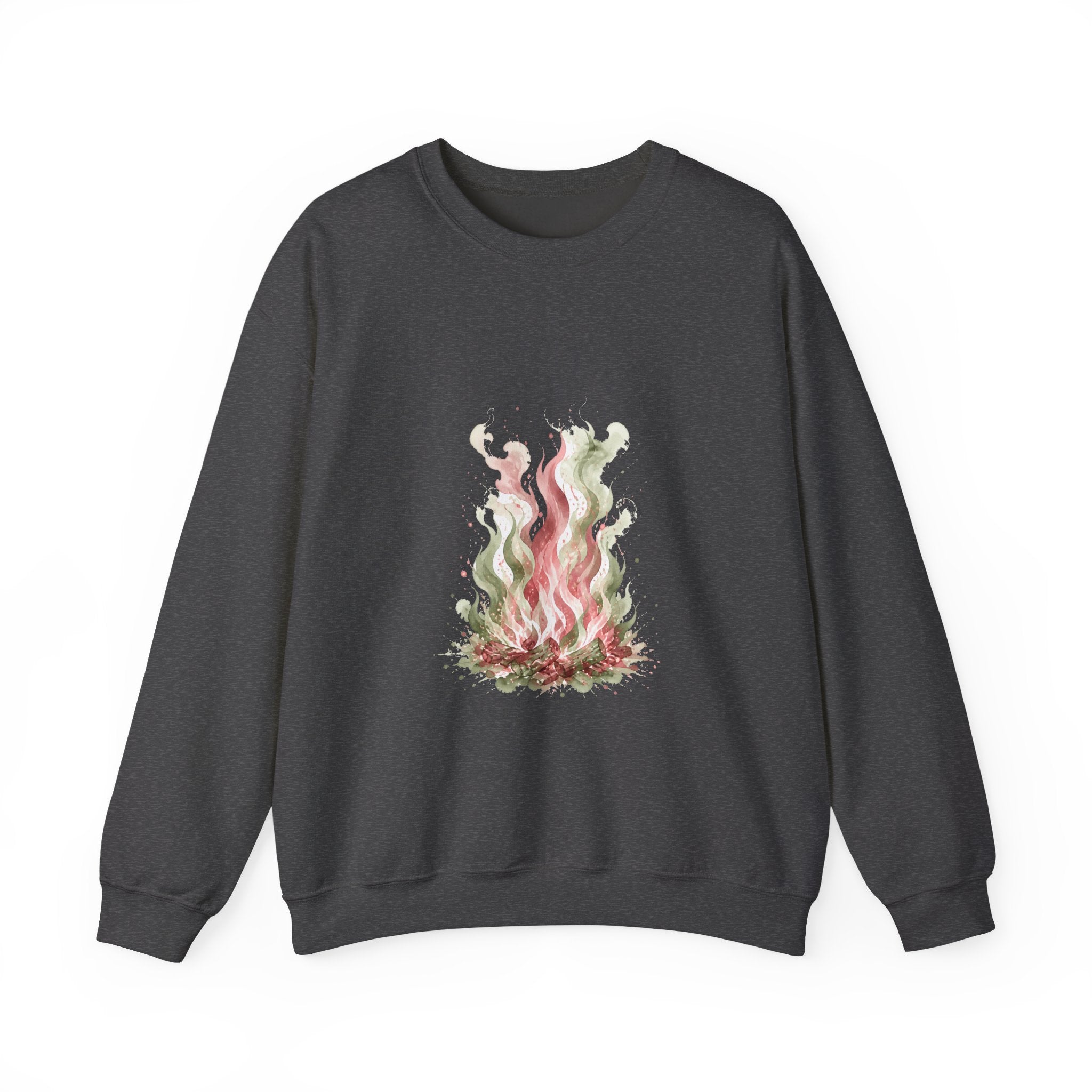 Matching Couple Sweatshirt - Wildfire & Waterfall Matching Couple Premium Fleece Sweatshirt Watercolor Art His Hers Birthday Gift - Design A