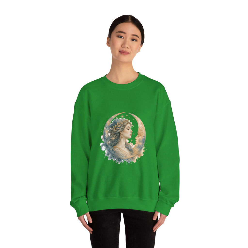 Matching Couple Sweatshirt - Helios & Selene Matching Couple Premium Fleece Sweatshirt Watercolor Art His Hers Birthday Gift - Design B