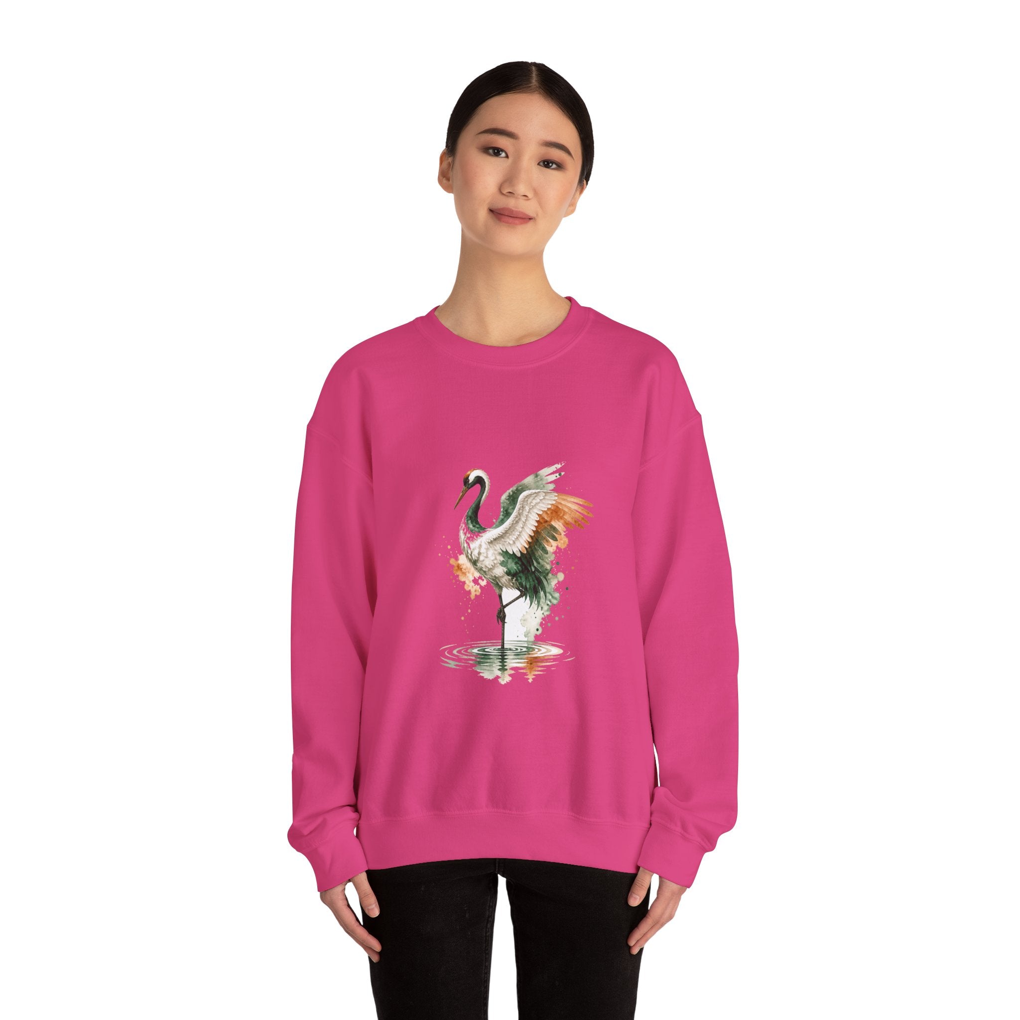 Matching Couple Sweatshirt - Tiger & Crane Matching Couple Premium Fleece Sweatshirt Watercolor Art His Hers Birthday Gift - Design B