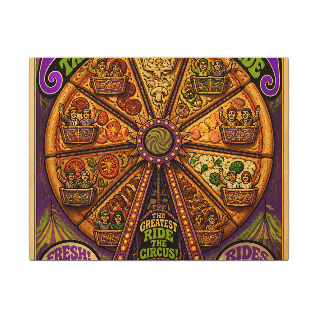 Pizza Ferris Wheel Wall Art Canvas 24×36 Psychedelic Dining Room Decor Maximalist Print