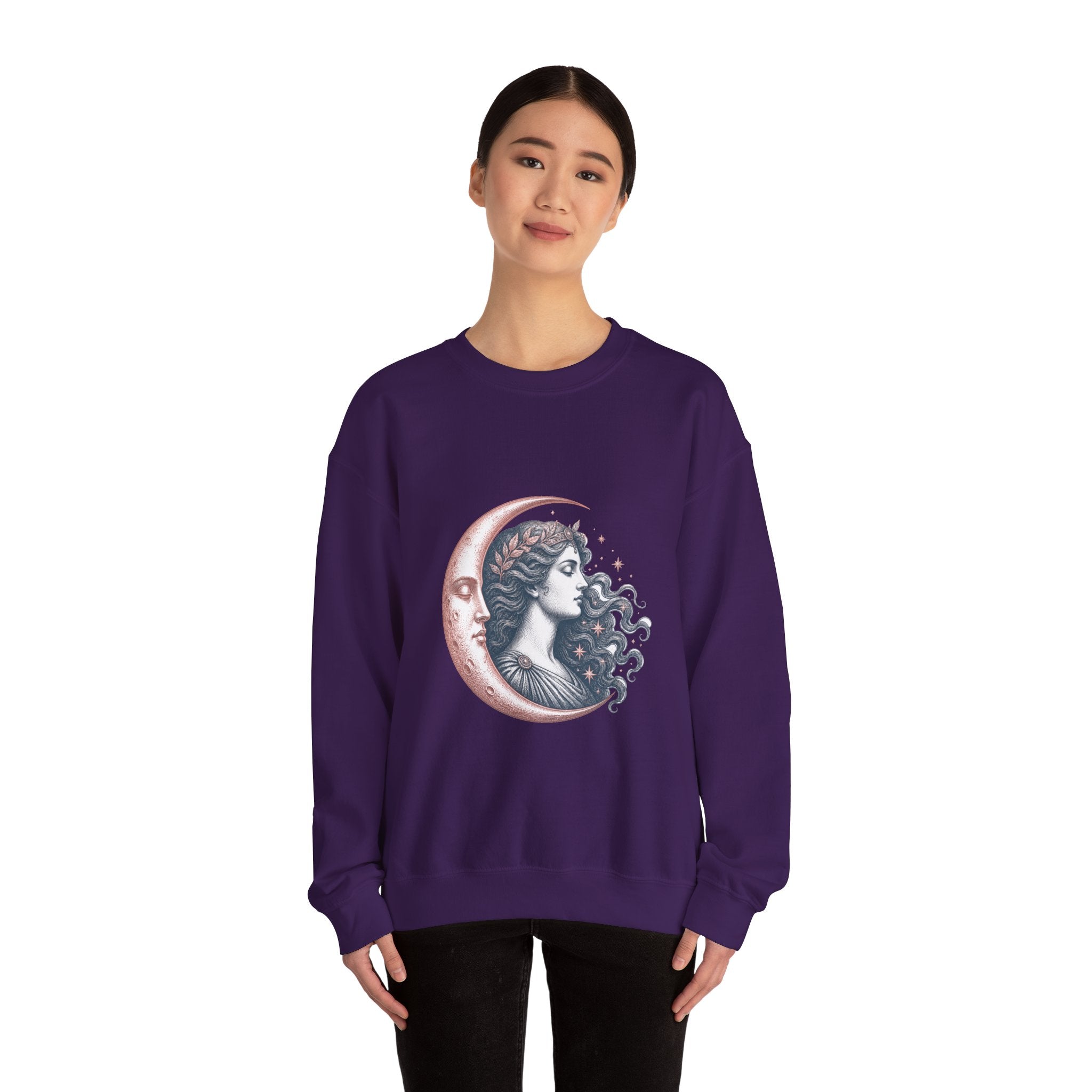 Matching Couple Sweatshirt - Helios & Selene Matching Couple Premium Fleece Sweatshirt Vintage Art His Hers Honeymoon Gift - Design B