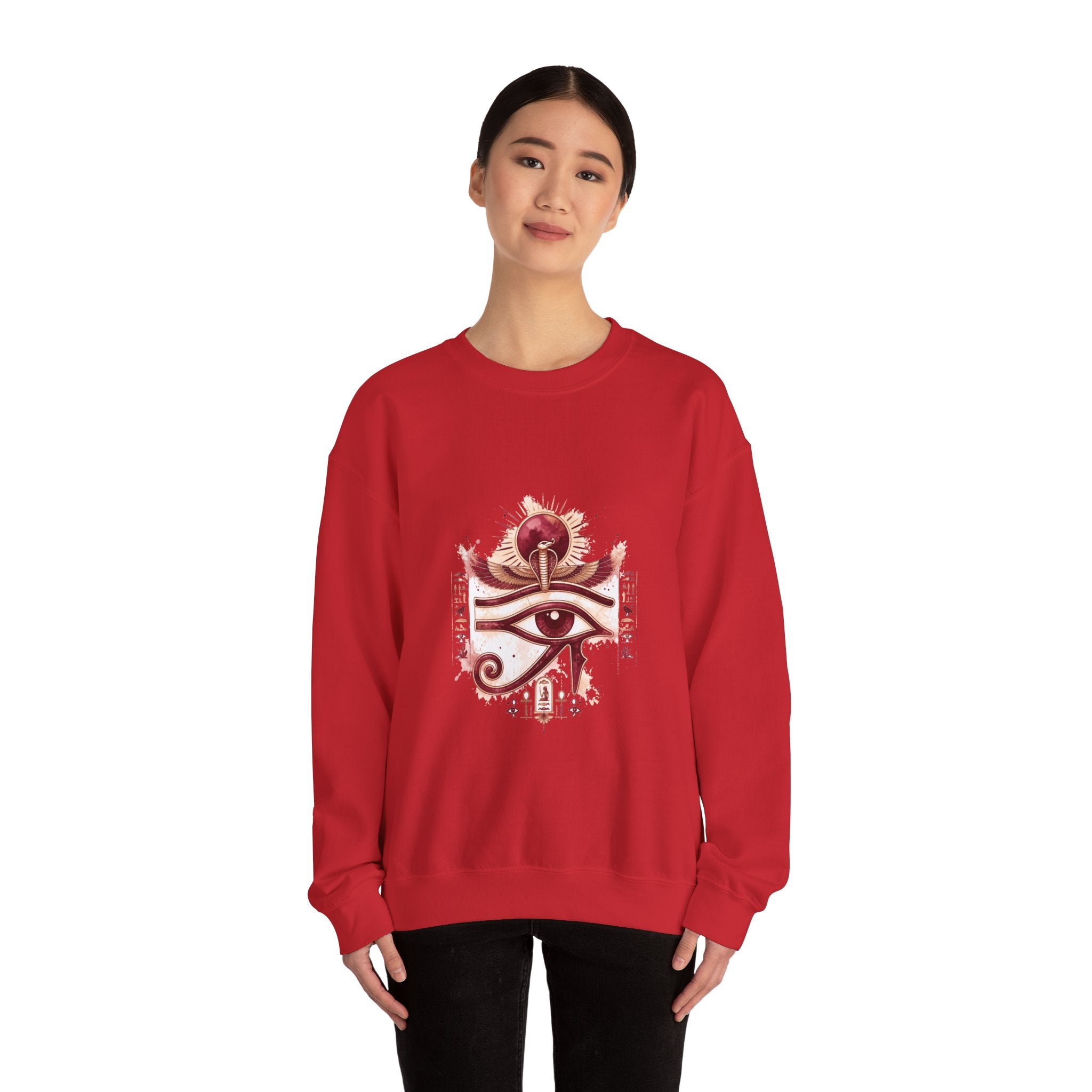 Matching Couple Sweatshirt - Eye of Ra & Horus Matching Couple Crewneck Sweatshirt Watercolor Art His Hers Engagement Gift - Design A