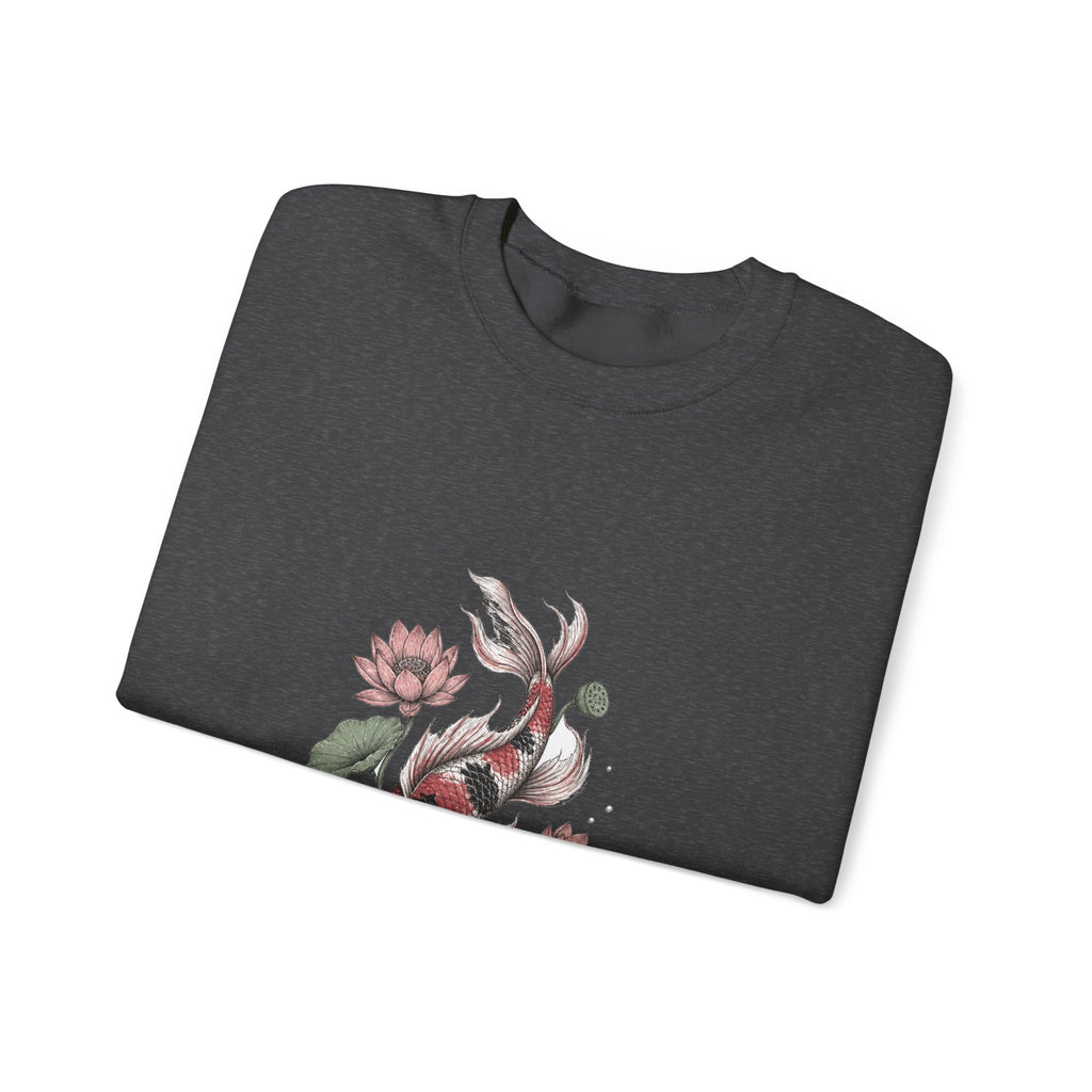 Matching Couple Sweatshirt - Koi Fish Yin Yang Matching Couple Premium Fleece Sweatshirt Hand-Drawn Art His Hers Anniversary Gift - Design B