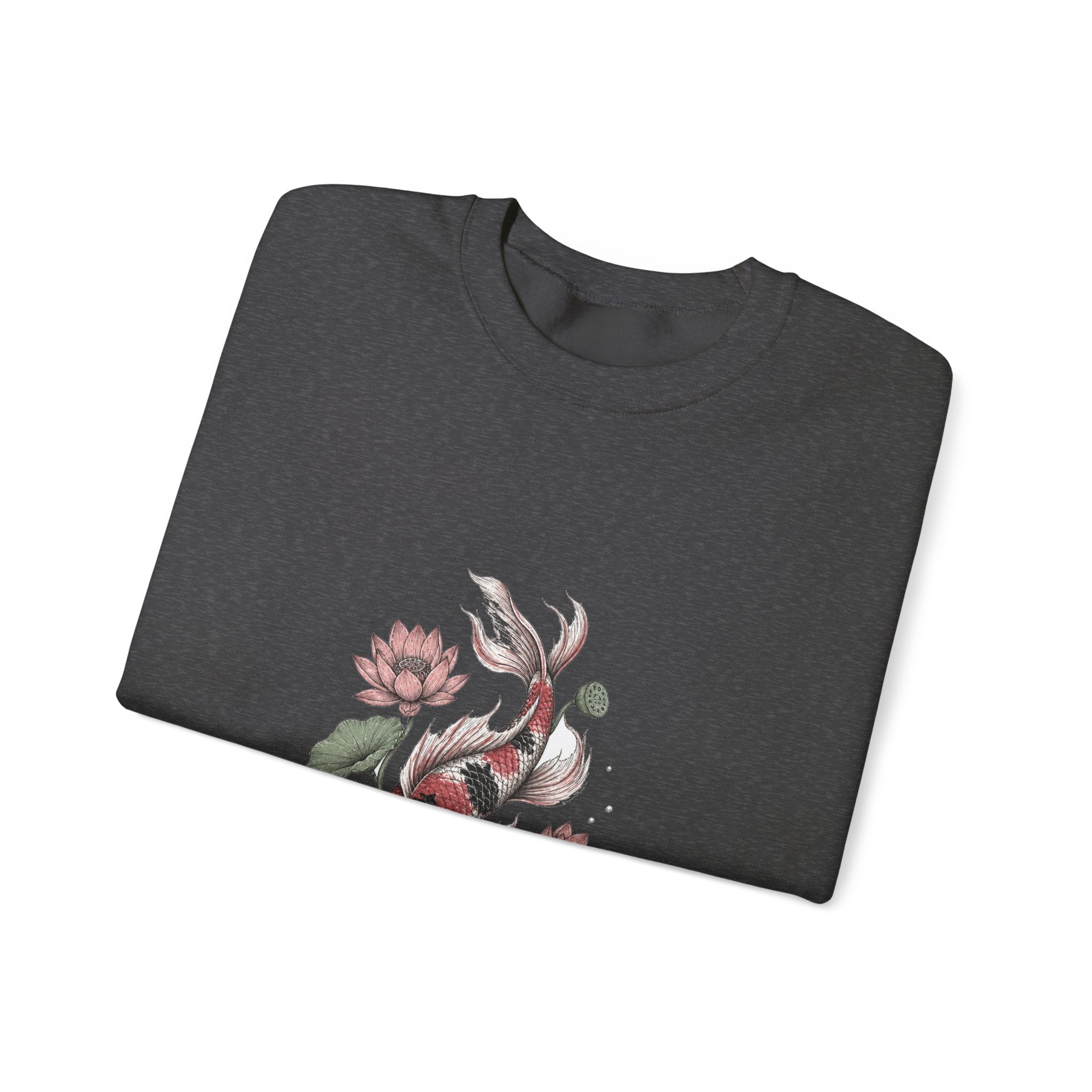 Matching Couple Sweatshirt - Koi Fish Yin Yang Matching Couple Premium Fleece Sweatshirt Hand-Drawn Art His Hers Anniversary Gift - Design B