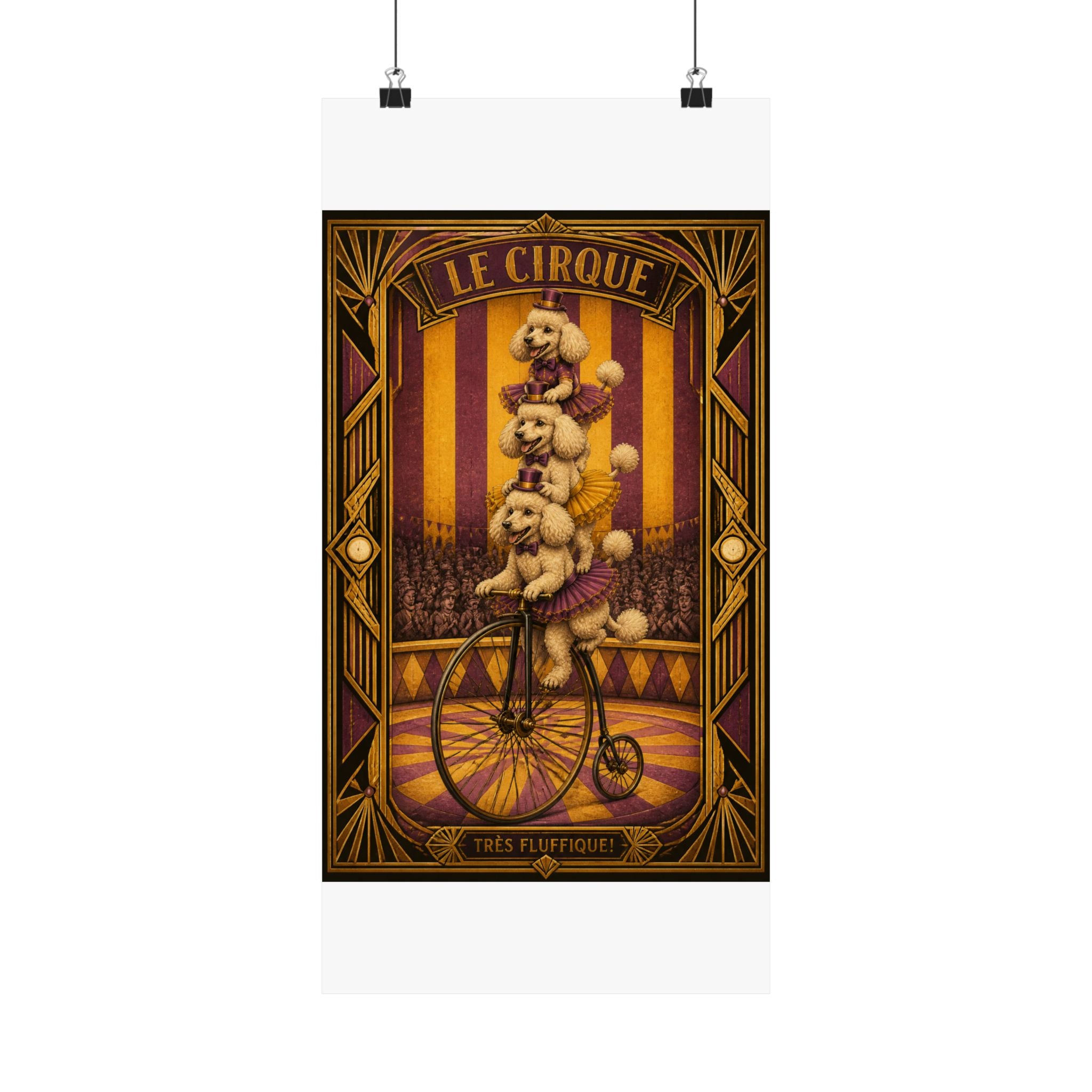 Poodle Stack Bicycle Wall Art Poster 18×24 Art Deco Entryway Decor Maximalist Print