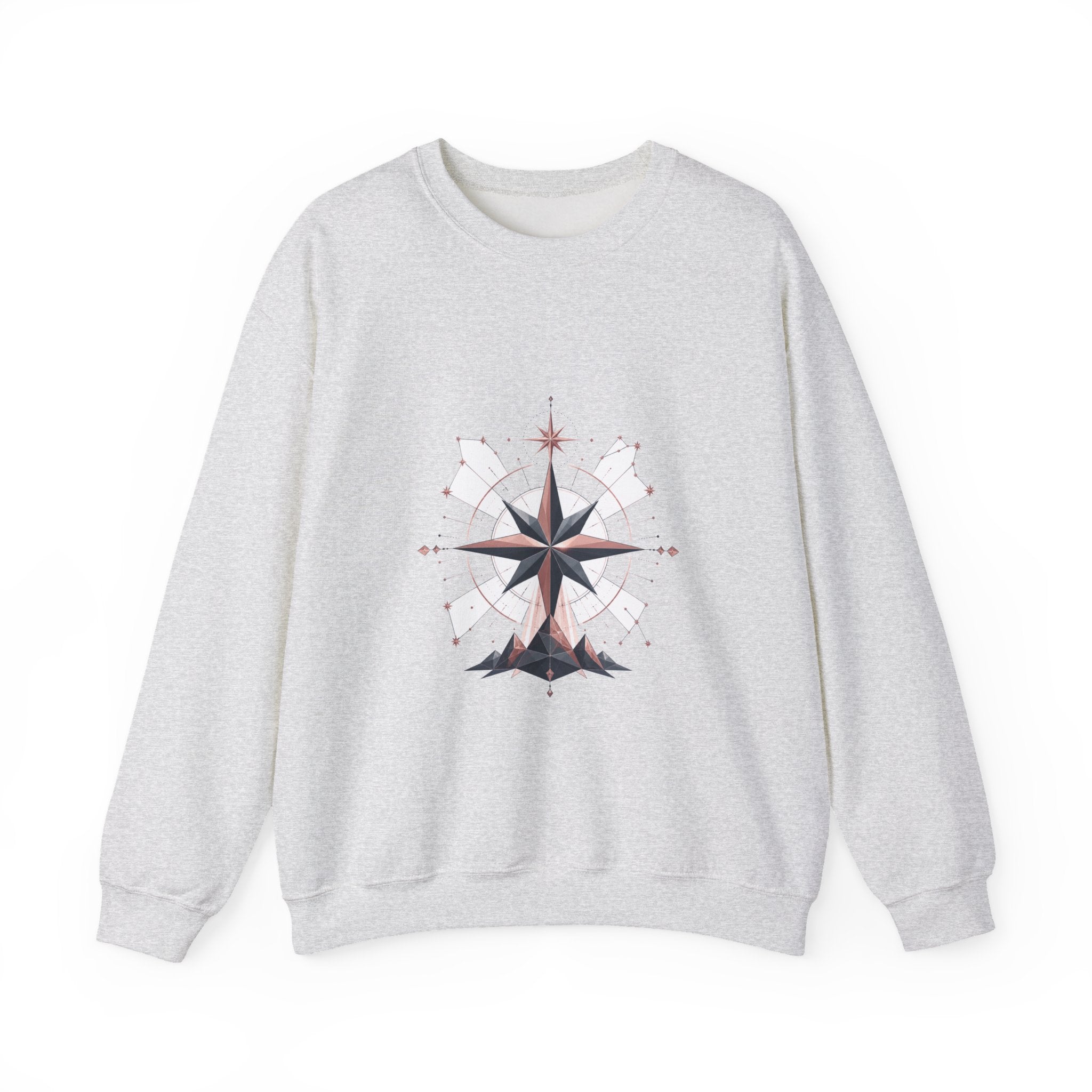 Matching Couple Sweatshirt - Shooting Star & North Star Matching Couple Crewneck Sweatshirt Geometric Art His Hers Couple Gift - Design B