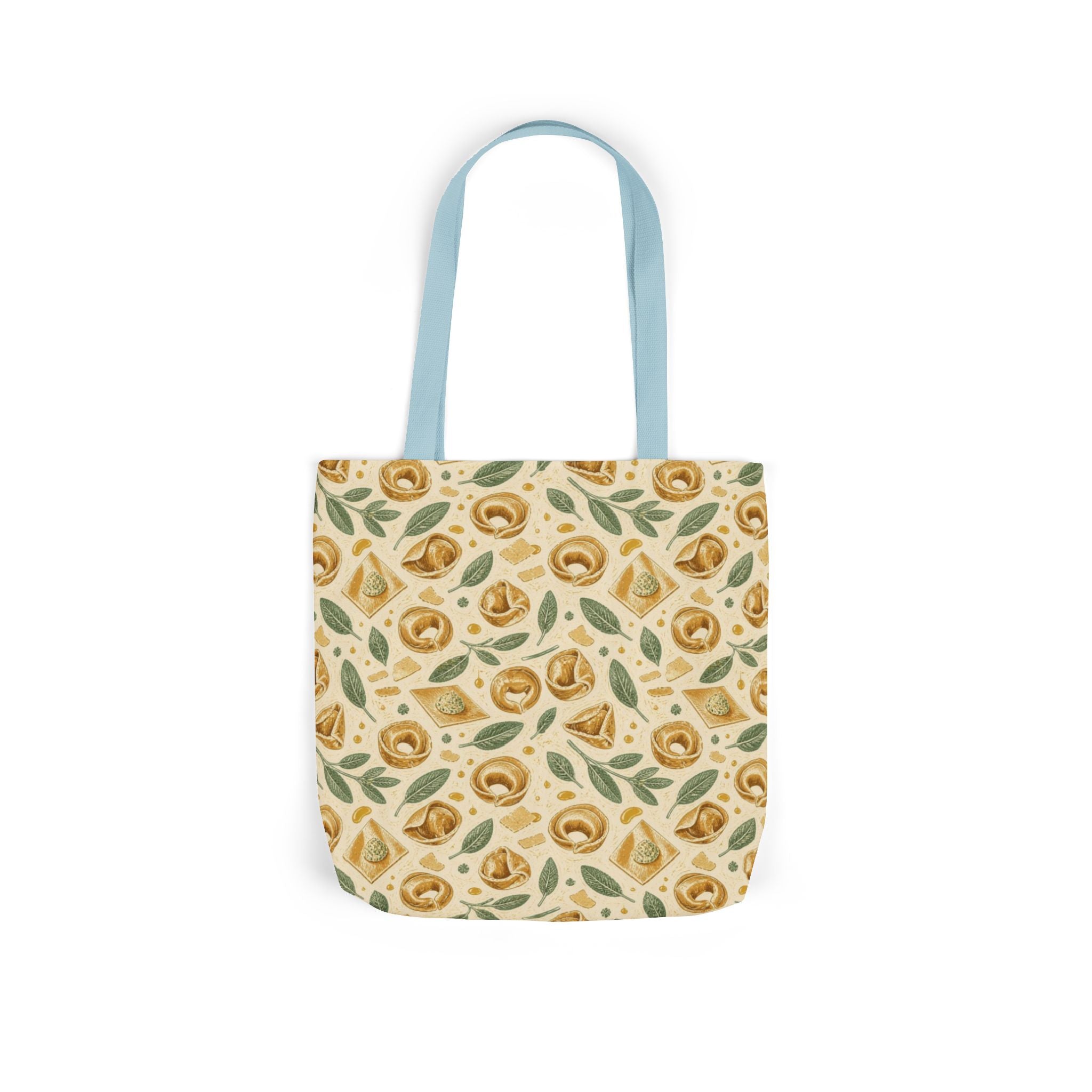 Tortellini with Sage Canvas Tote Bag Mediterranean Kitchen Linocut Design Italian Cottagecore Gift