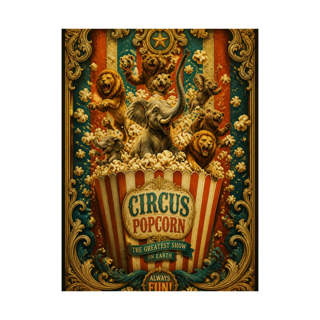 Popcorn Box Animals Wall Art Poster 24×36 Baroque Studio Decor Maximalist Print