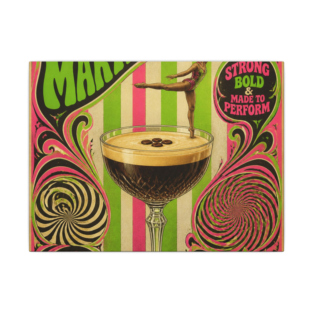 Espresso Martini Acrobat Wall Art Canvas 24×36 Psychedelic Dining Room Decor Maximalist Print