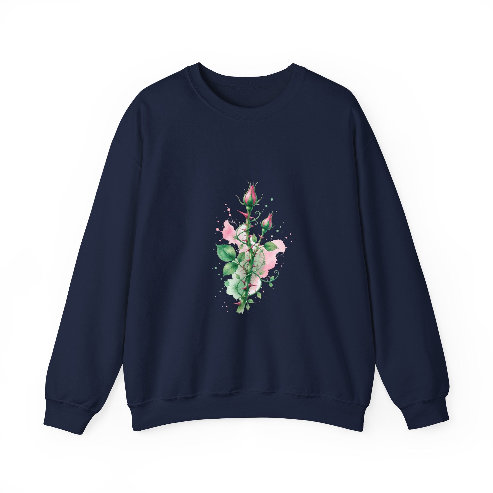 Matching Couple Sweatshirt - Rose & Thorn Matching Couple Comfort Colors Crew Watercolor Art His Hers Birthday Gift - Design B