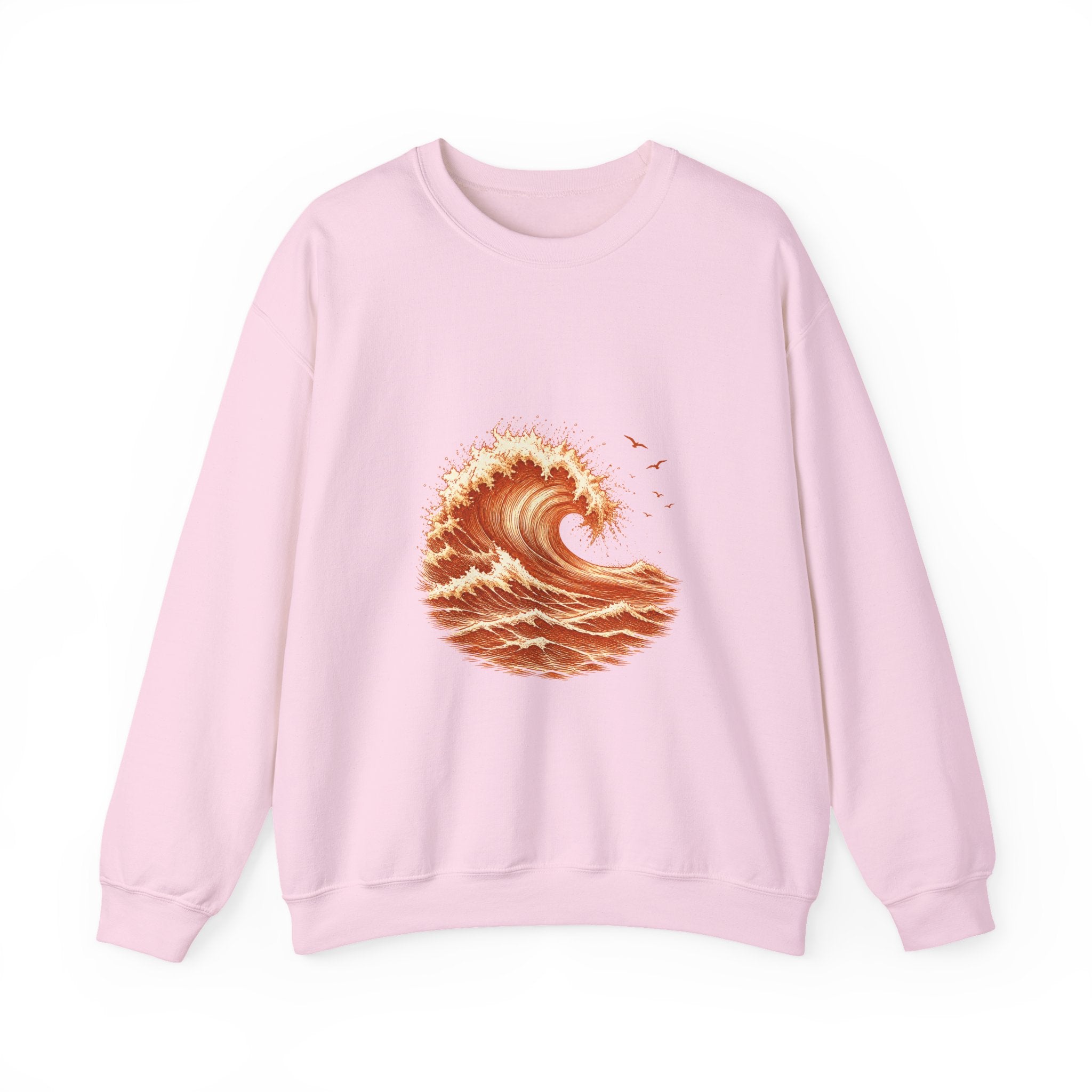 Matching Couple Sweatshirt - Mountain & Ocean Matching Couple Premium Fleece Sweatshirt Hand-Drawn Art His Hers Anniversary Gift - Design B