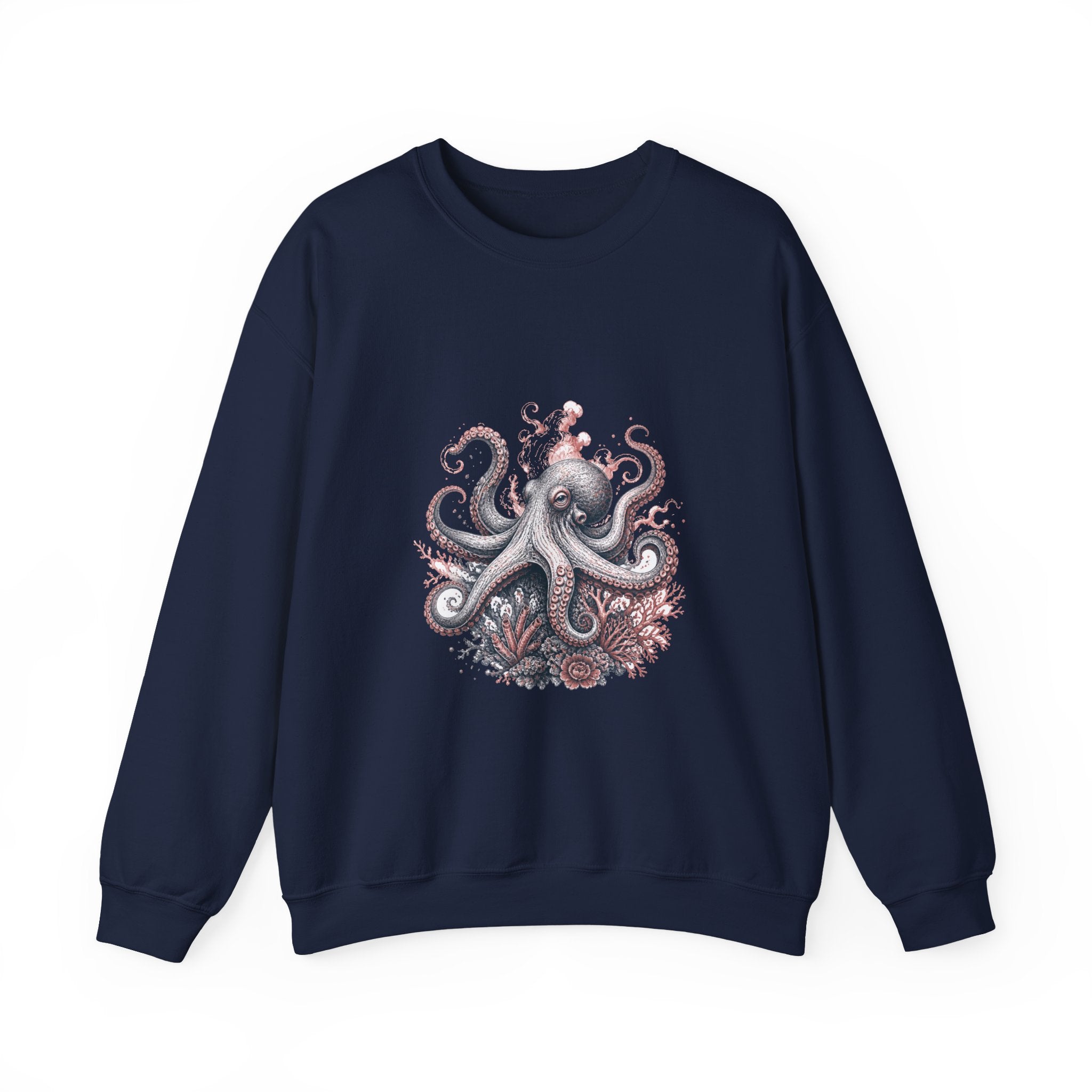 Matching Couple Sweatshirt - Octopus & Jellyfish Matching Couple Crewneck Sweatshirt Hand-Drawn Art His Hers Best Friend Gift - Design A