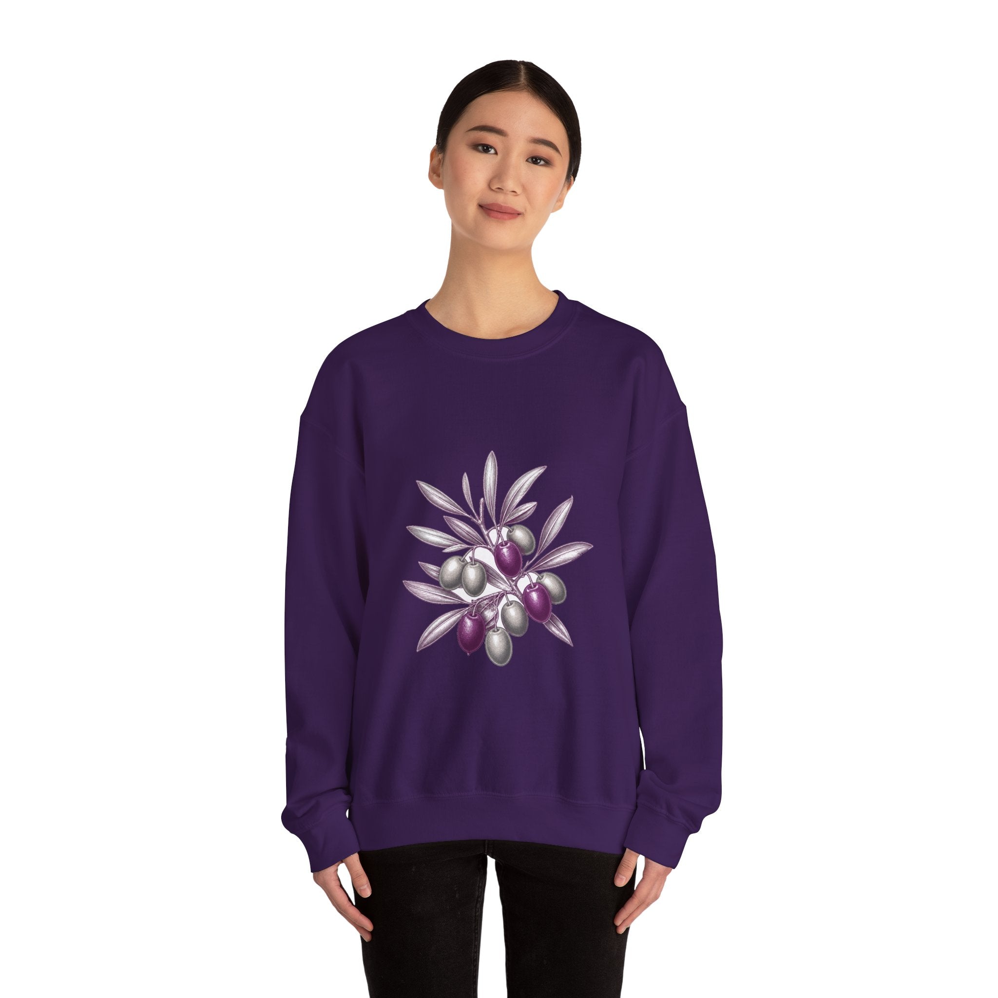 Matching Couple Sweatshirt - Olive Branch & Fig Matching Couple Crewneck Sweatshirt Vintage Art His Hers Wedding Gift - Design A