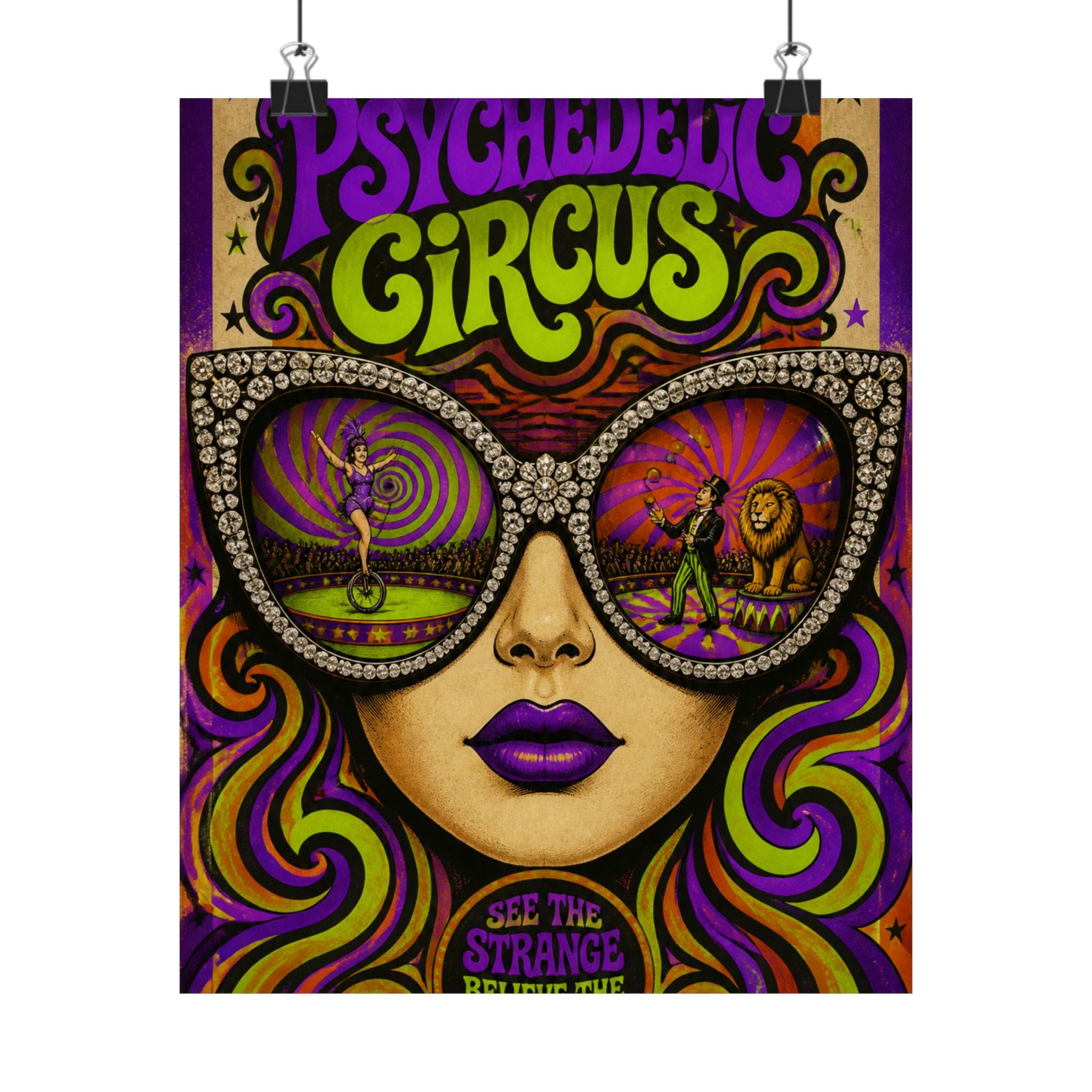Sunglasses Circus Ring Wall Art Poster 24×36 Psychedelic Dining Room Decor Maximalist Print