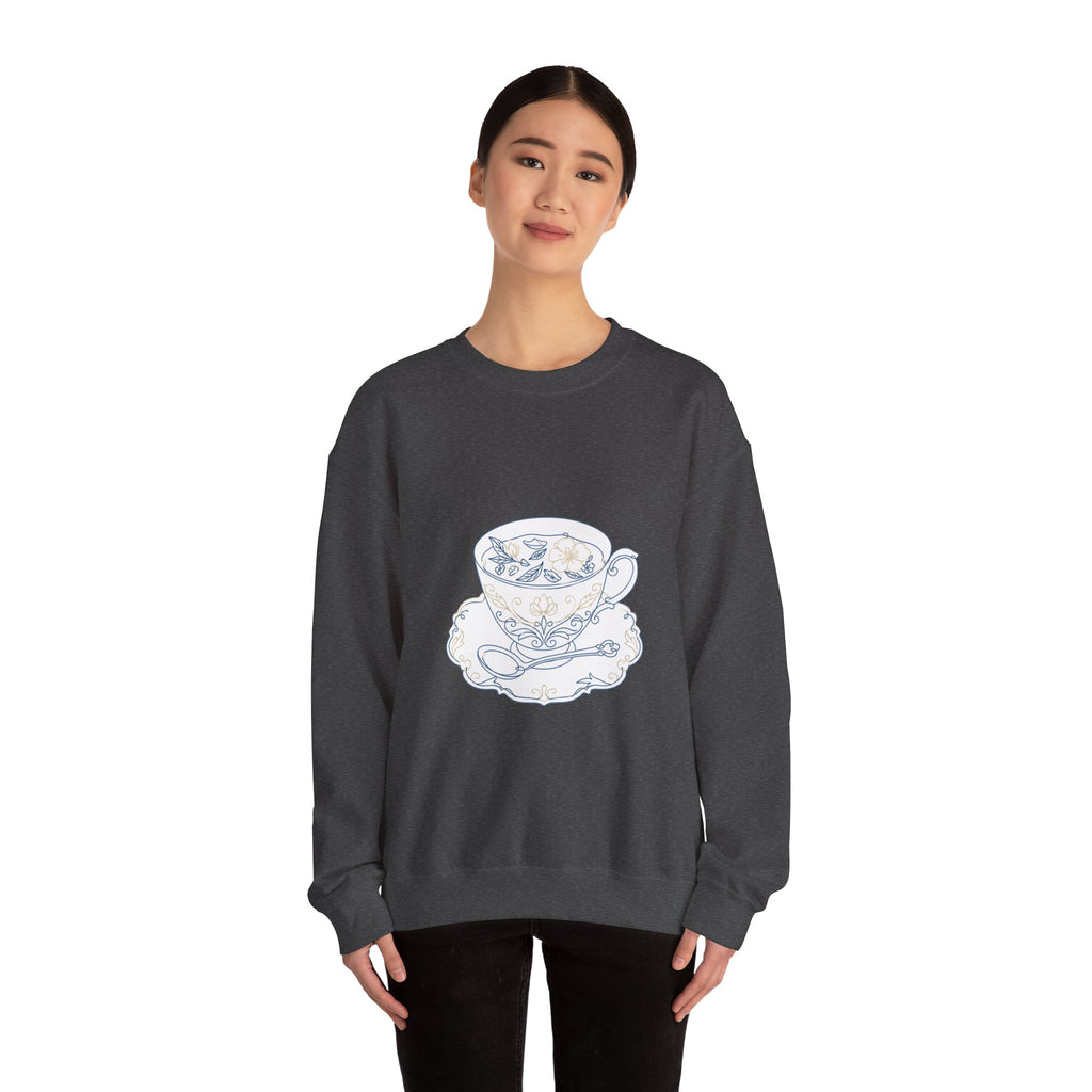 Matching Couple Sweatshirt - Coffee & Tea Matching Couple Premium Fleece Sweatshirt Minimalist Art His Hers Christmas Gift - Design B