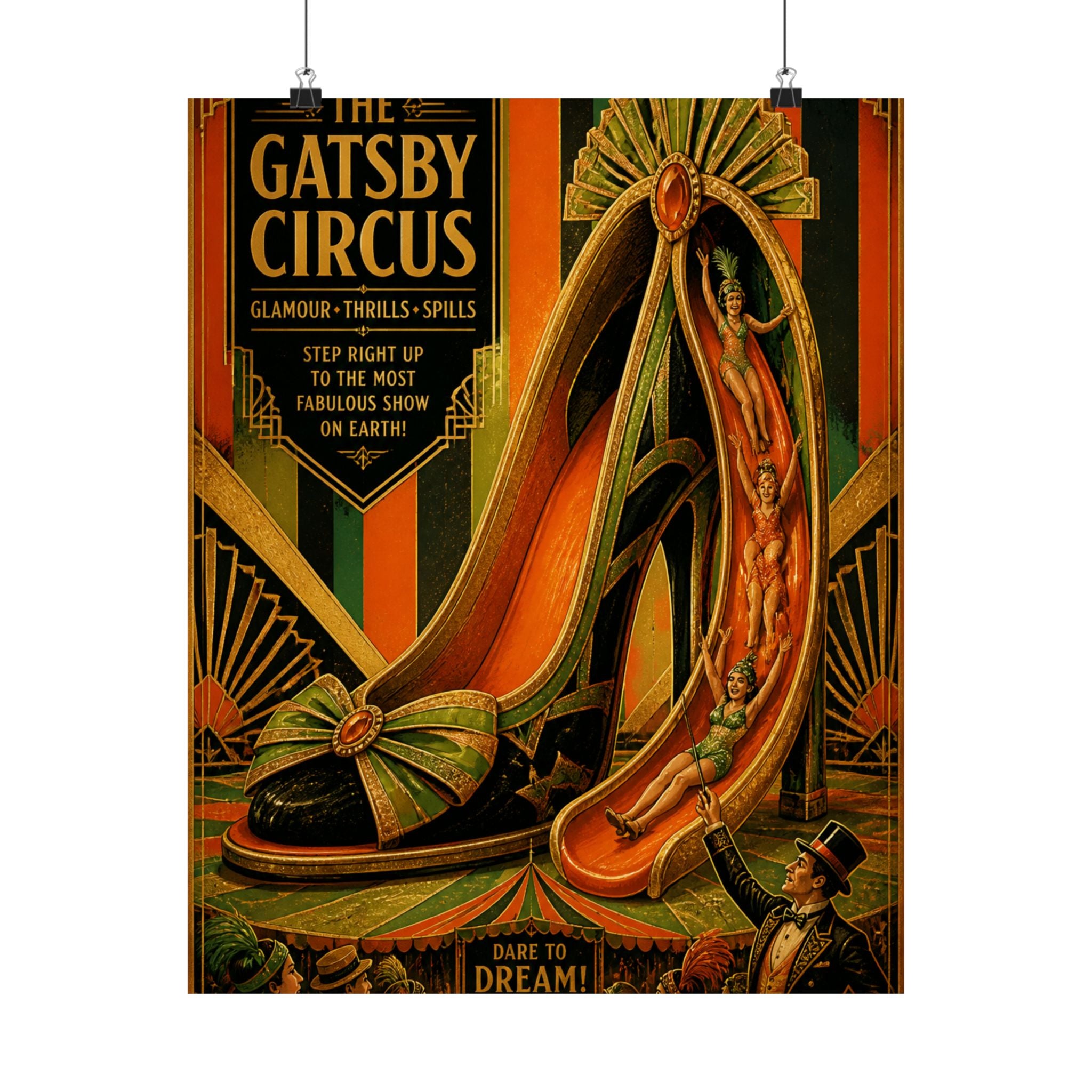 High Heel Slide Wall Art Poster 24×36 Art Deco Bar Area Decor Maximalist Print