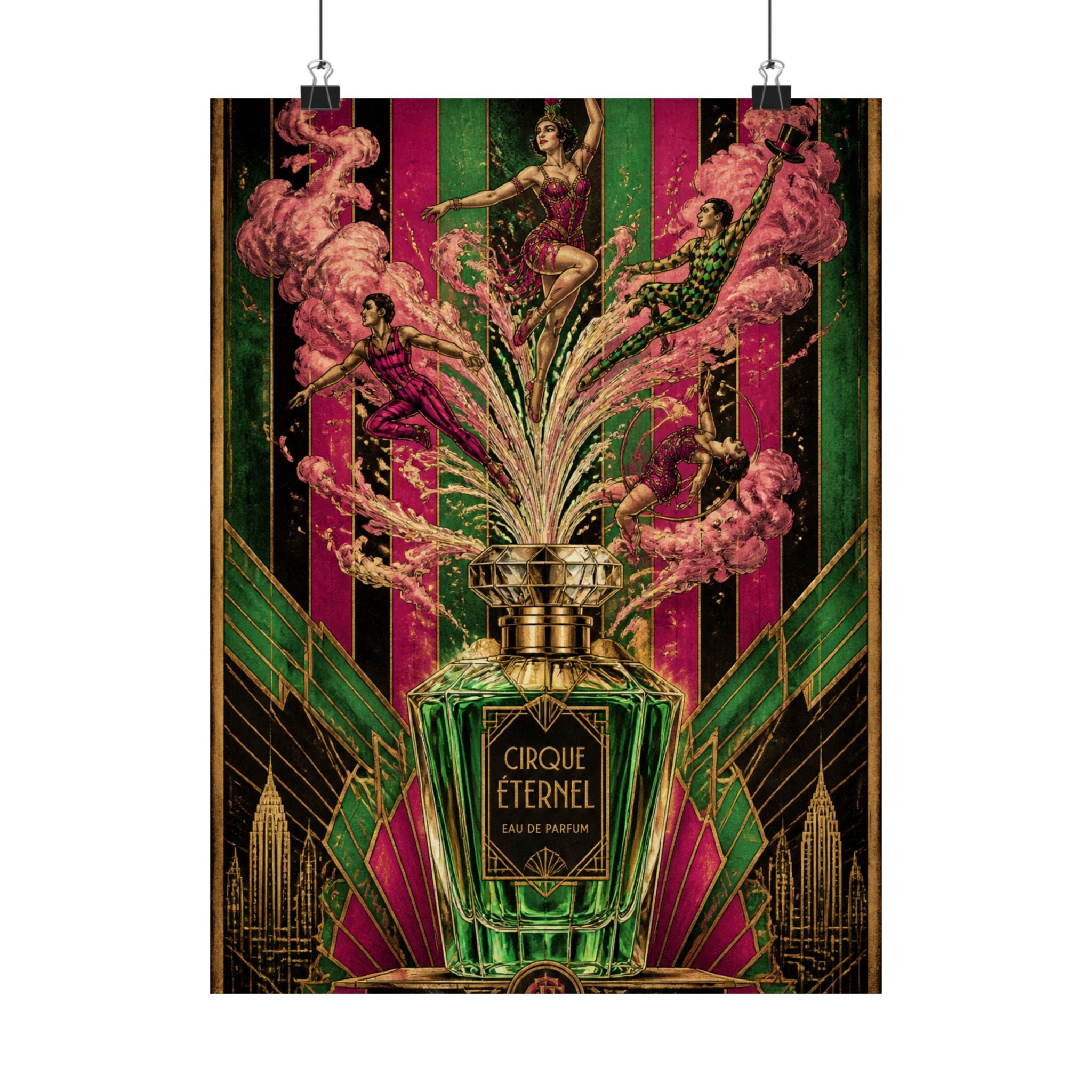Perfume Bottle Fountain Wall Art Poster 24×36 Art Deco Bar Area Decor Maximalist Print