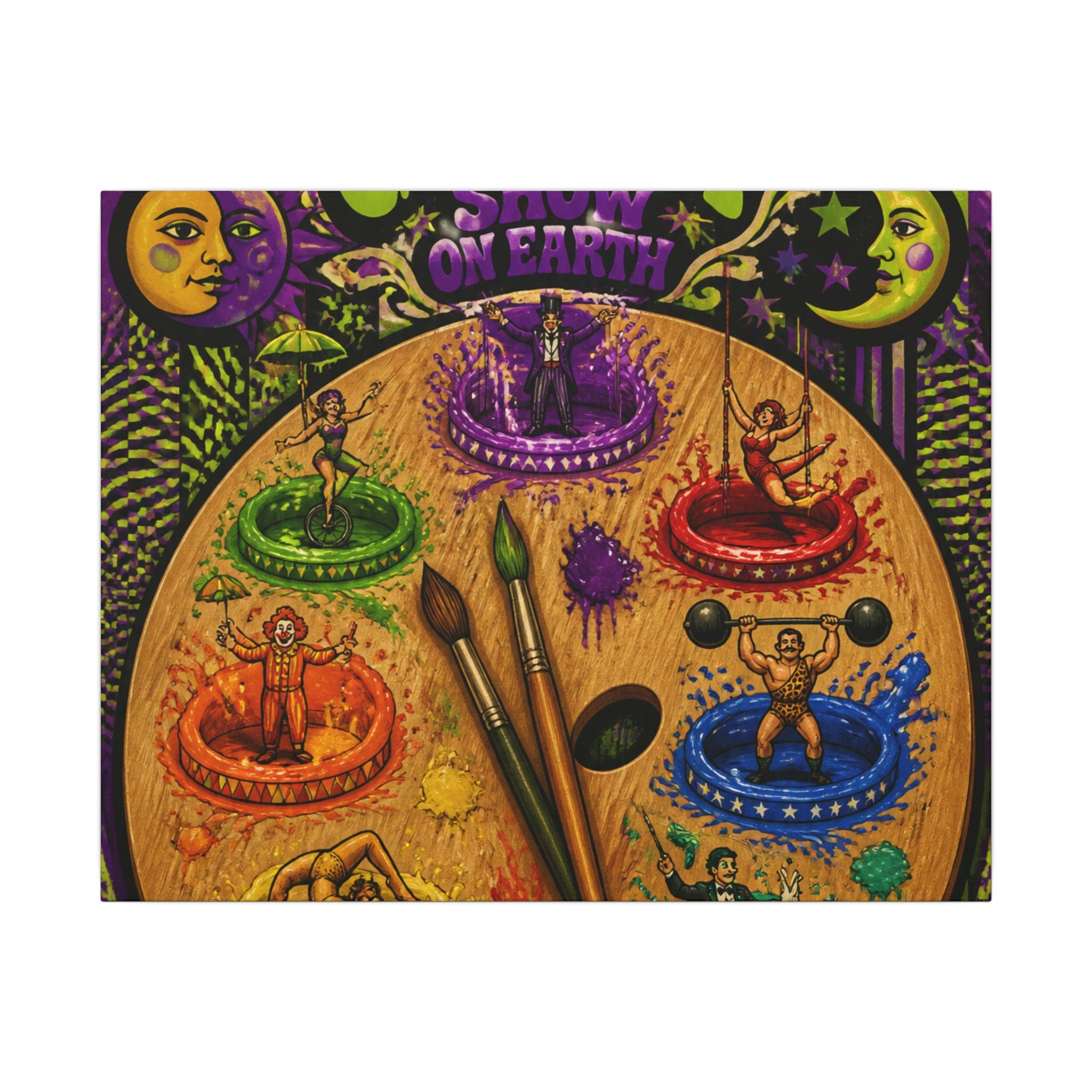 Paint Palette Stage Wall Art Canvas 16×20 Psychedelic Cafe Decor Maximalist Print