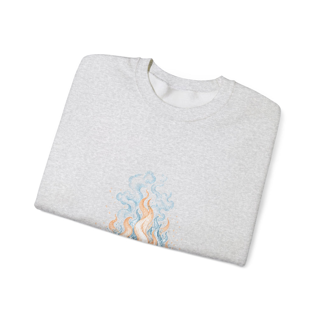 Matching Couple Sweatshirt - Wildfire & Waterfall Matching Couple Premium Fleece Sweatshirt Vintage Art His Hers Honeymoon Gift - Design A