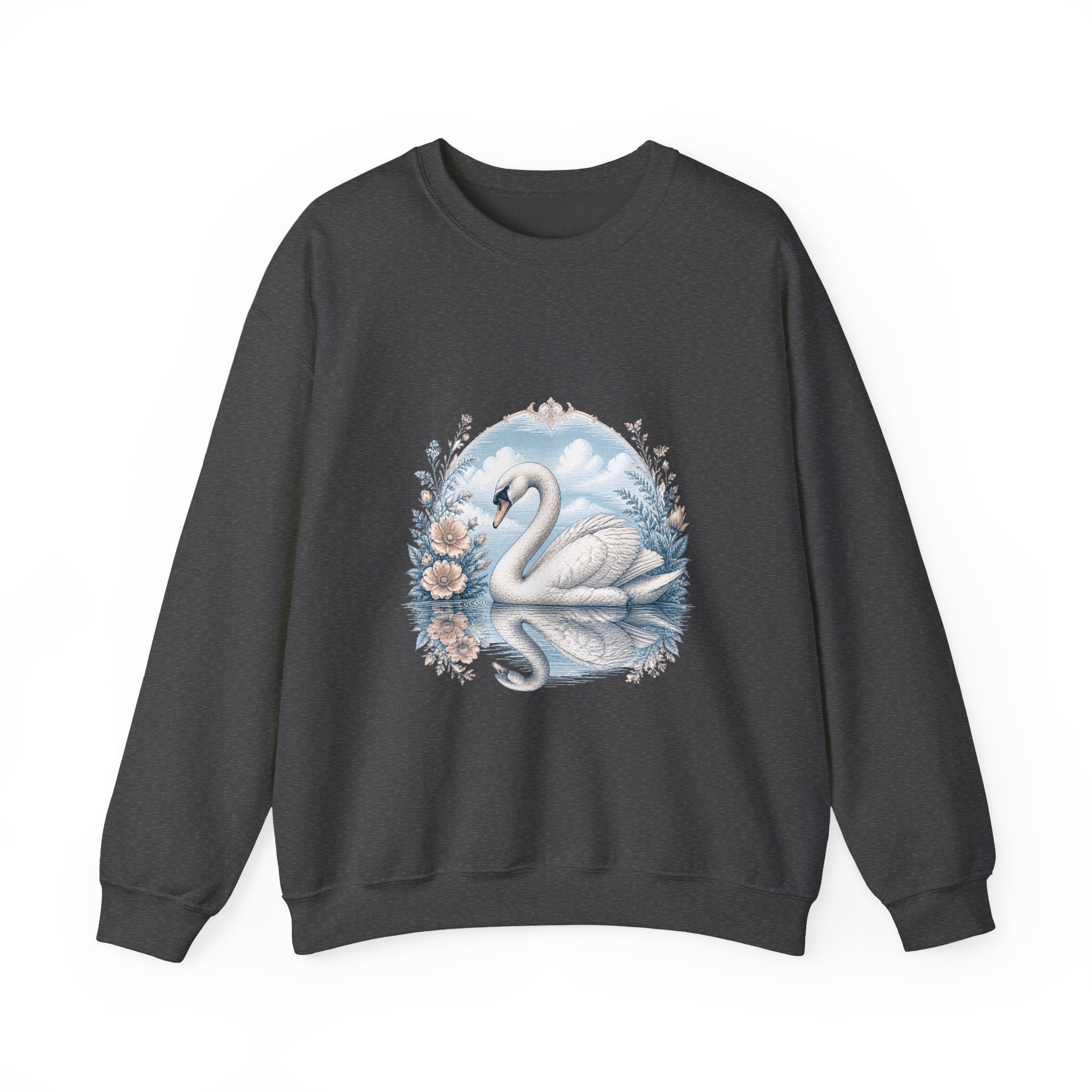 Matching Couple Sweatshirt - Raven & Swan Matching Couple Crewneck Sweatshirt Vintage Art His Hers Wedding Gift - Design B
