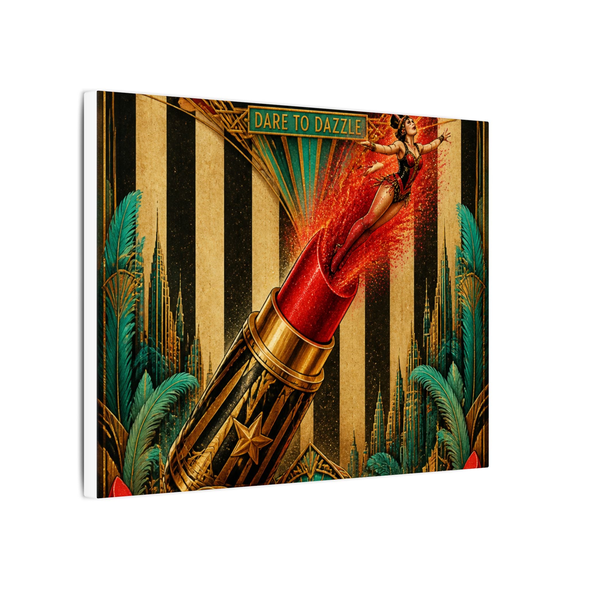 Lipstick Cannon Wall Art Canvas 16×20 Art Deco Entryway Decor Maximalist Print