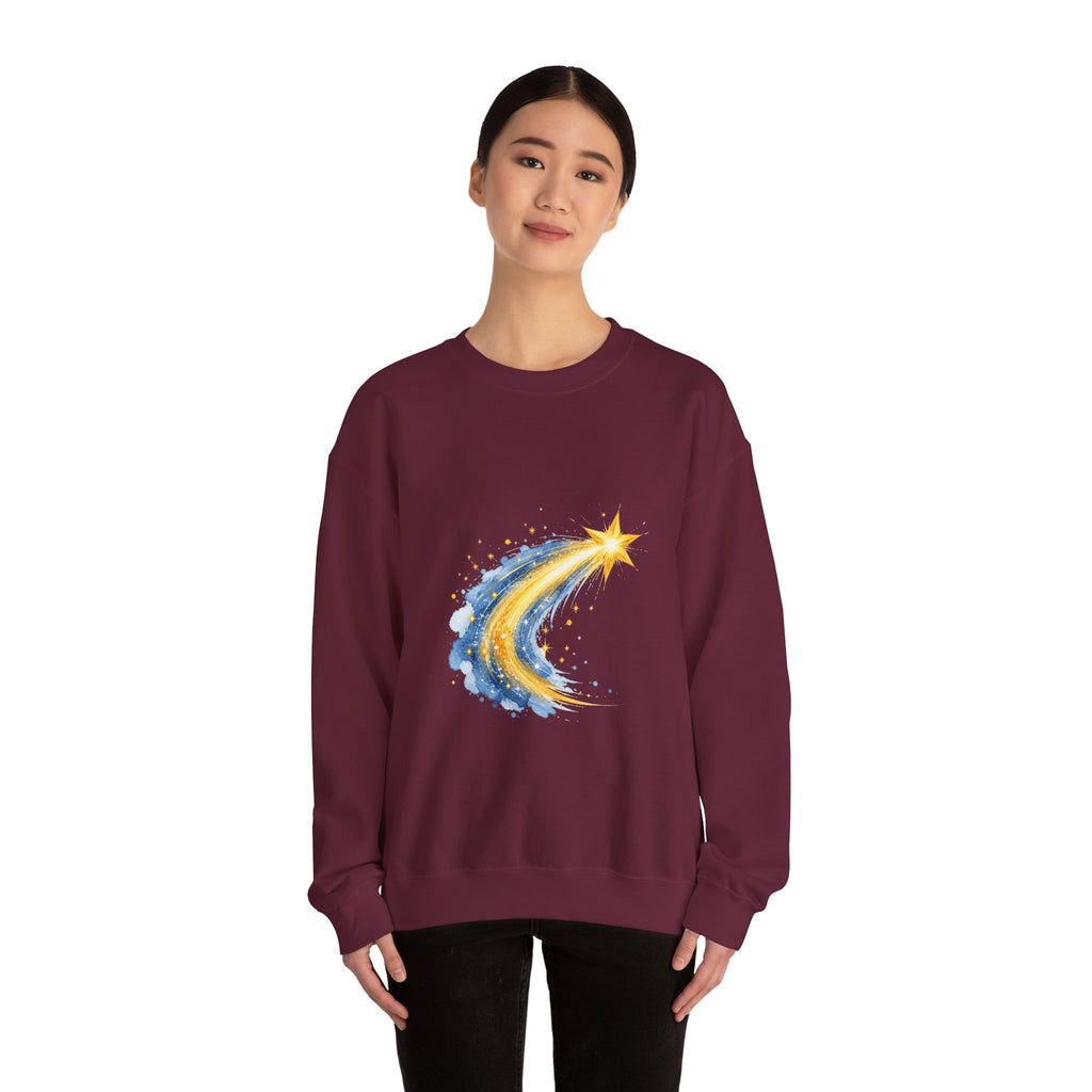Matching Couple Sweatshirt - Shooting Star & North Star Matching Couple Comfort Colors Crew Watercolor Art His Hers Birthday Gift - Design A
