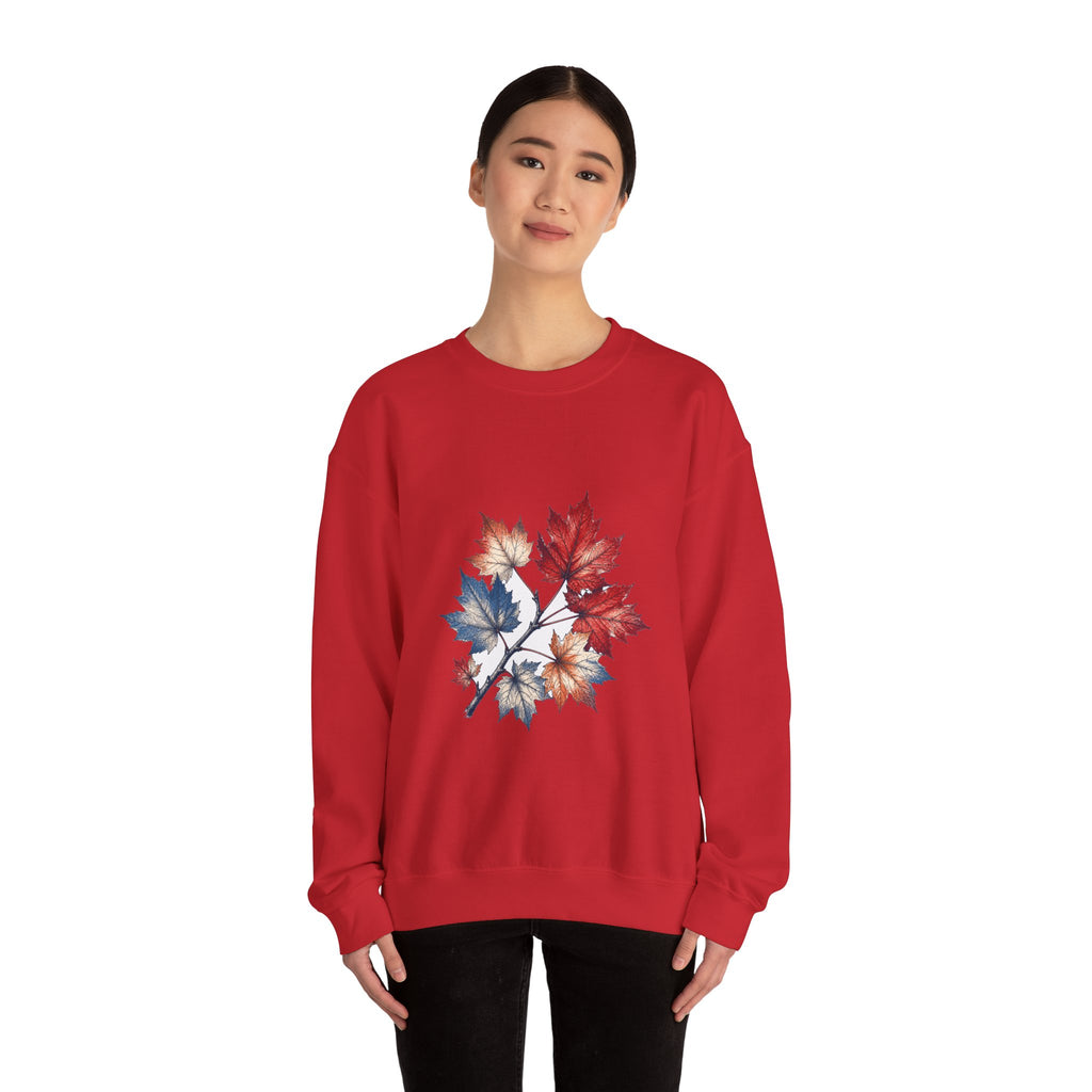 Matching Couple Sweatshirt - Cherry Blossom & Maple Leaf Matching Couple Crewneck Sweatshirt Hand-Drawn Art His Hers Best Friend Gift - Design B