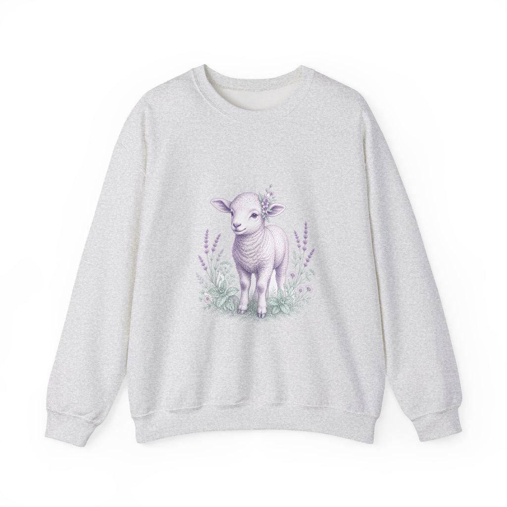 Matching Couple Sweatshirt - Lion & Lamb Matching Couple Crewneck Sweatshirt Vintage Art His Hers Wedding Gift - Design B