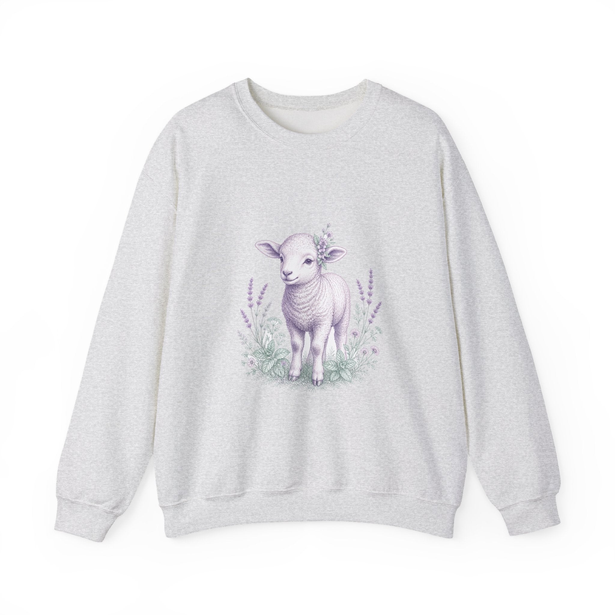 Matching Couple Sweatshirt - Lion & Lamb Matching Couple Crewneck Sweatshirt Vintage Art His Hers Wedding Gift - Design B