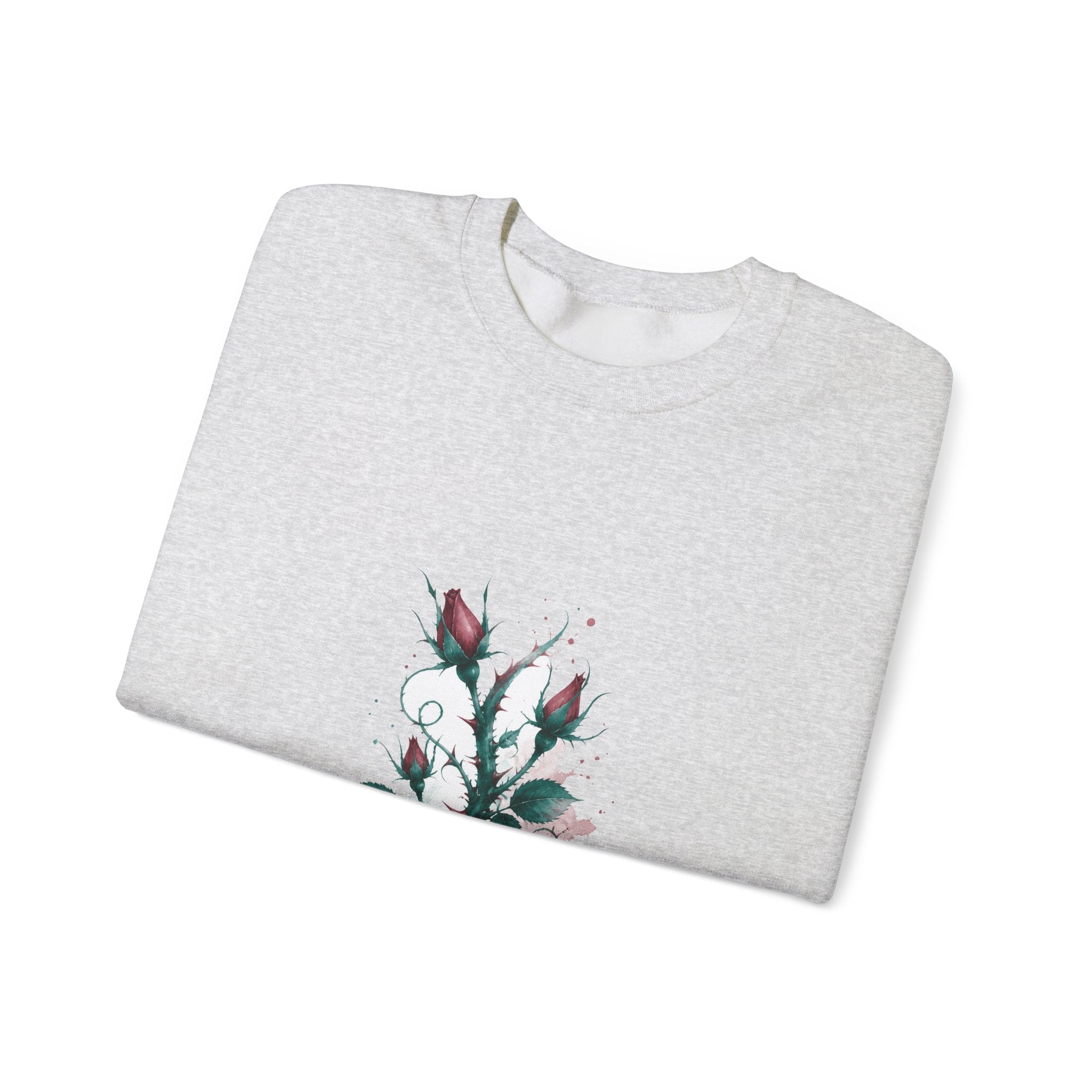 Matching Couple Sweatshirt - Rose & Thorn Matching Couple Crewneck Sweatshirt Watercolor Art His Hers Engagement Gift - Design B