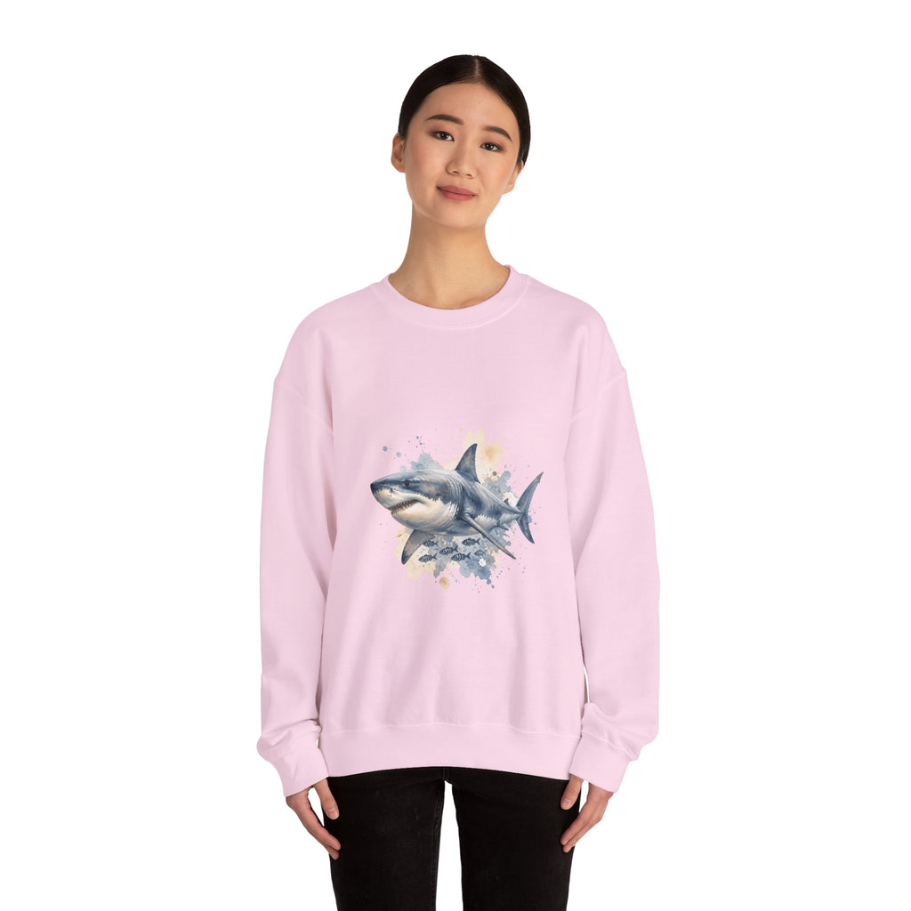 Matching Couple Sweatshirt - Shark & Dolphin Matching Couple Comfort Colors Crew Watercolor Art His Hers Birthday Gift - Design A