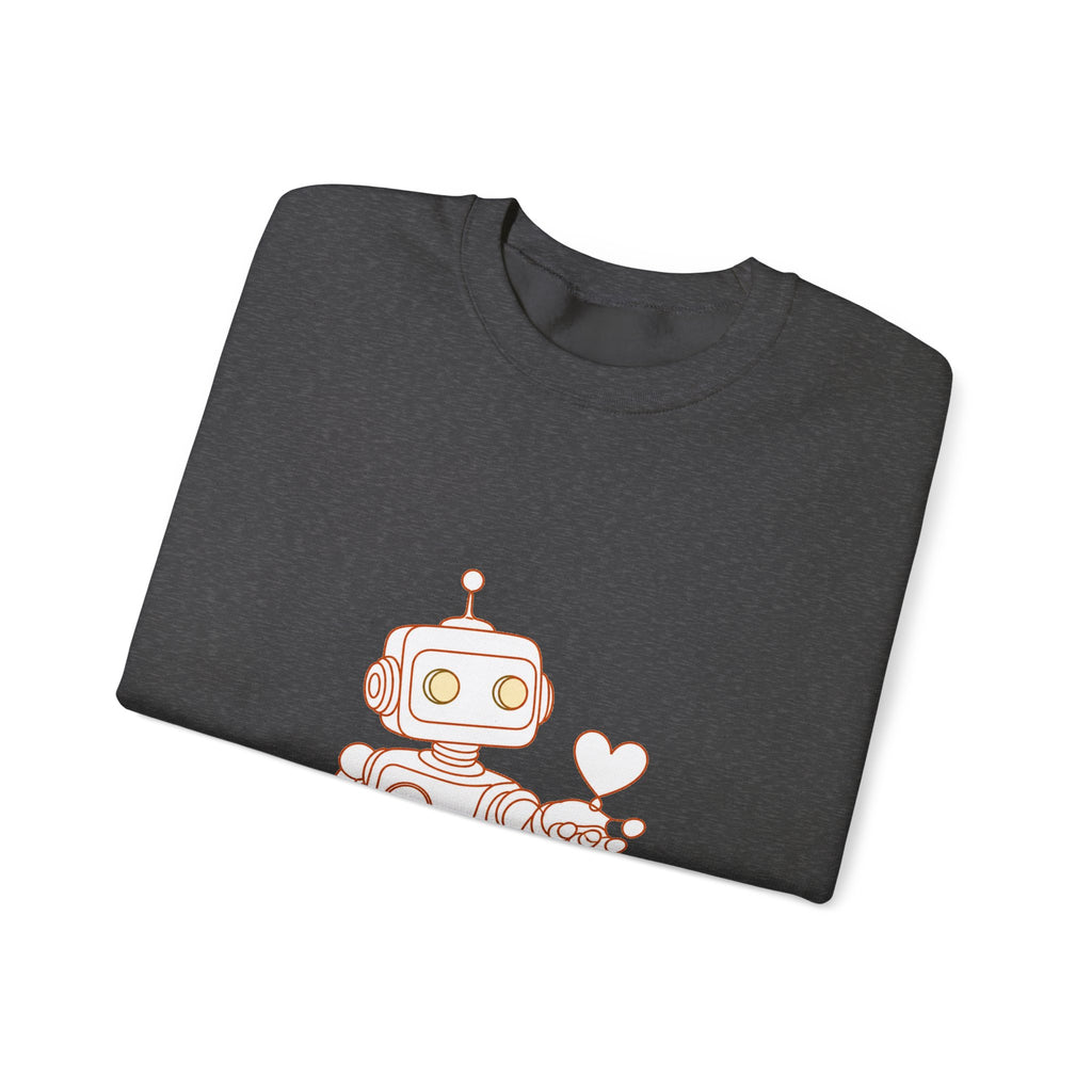 Matching Couple Sweatshirt - Robot & Heart Matching Couple Crewneck Sweatshirt Minimalist Art His Hers Valentine Gift - Design A