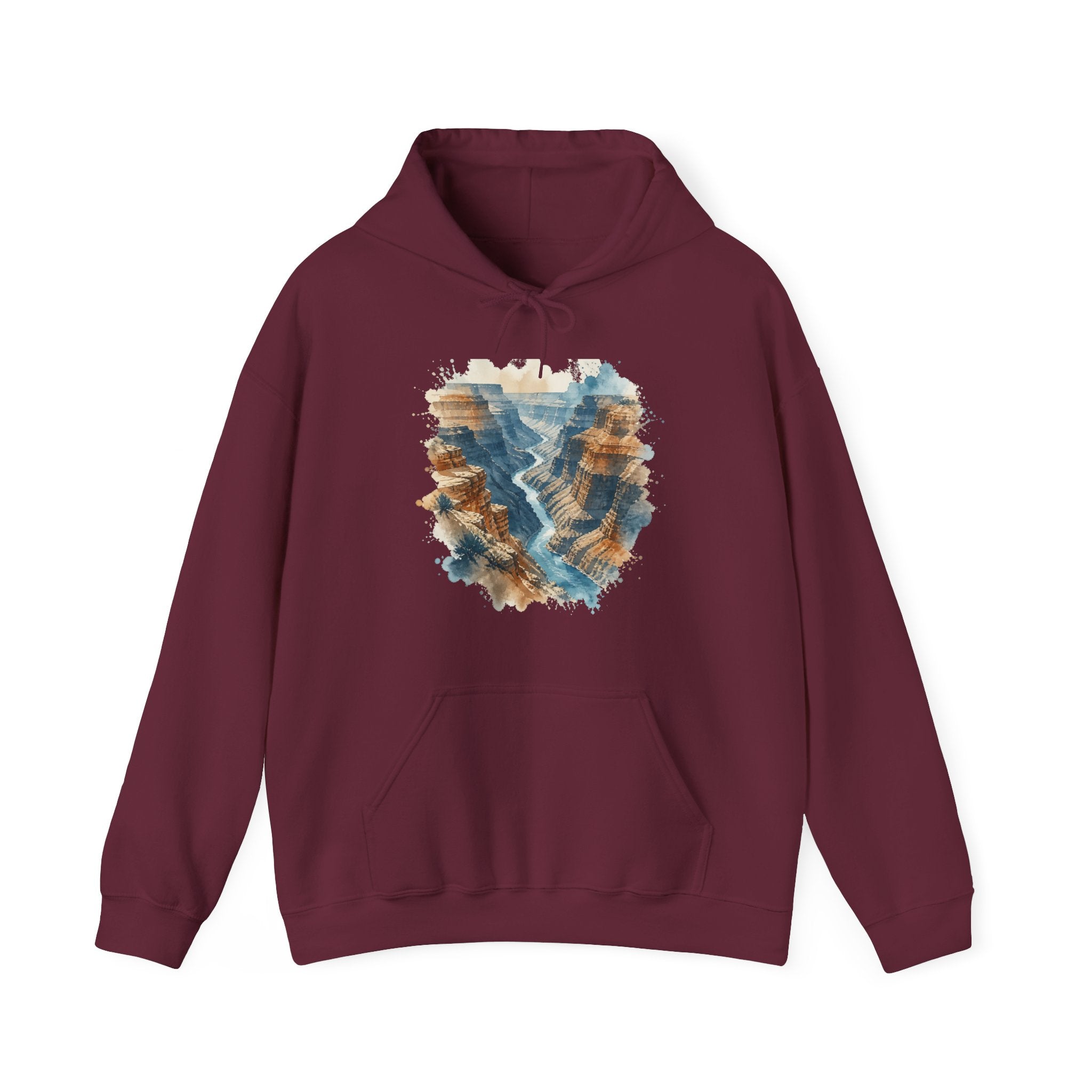 Matching Couple Sweatshirt - Lavender Fields & Canyon Matching Couple Hooded Sweatshirt Watercolor Art His Hers Engagement Gift - Design B