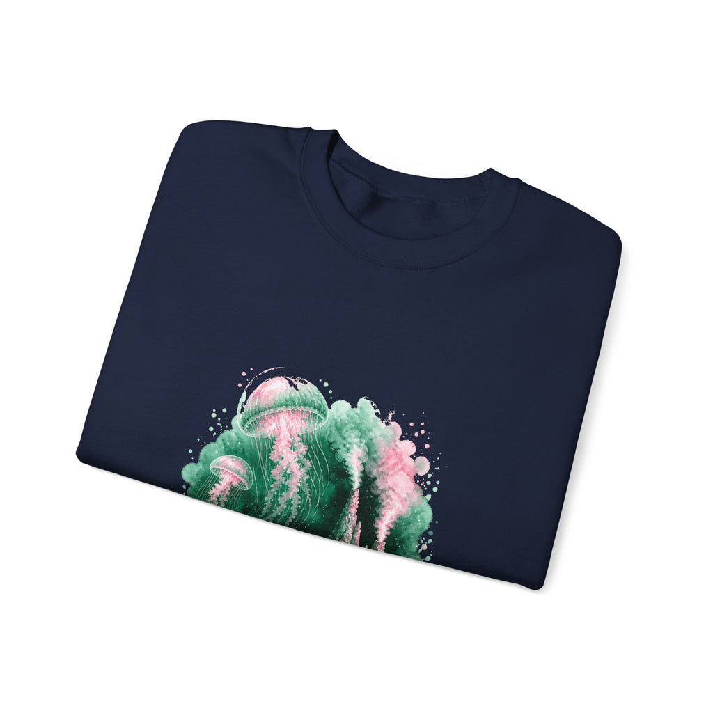 Matching Couple Sweatshirt - Coral Reef & Deep Sea Matching Couple Crewneck Sweatshirt Watercolor Art His Hers Engagement Gift - Design B