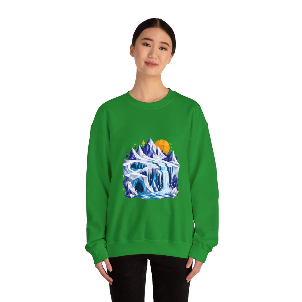 Matching Couple Sweatshirt - Volcano & Glacier Matching Couple Crewneck Sweatshirt Geometric Art His Hers Couple Gift - Design B