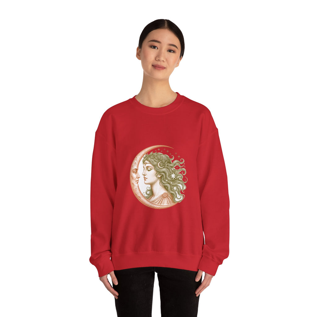 Matching Couple Sweatshirt - Helios & Selene Matching Couple Crewneck Sweatshirt Vintage Art His Hers Wedding Gift - Design B