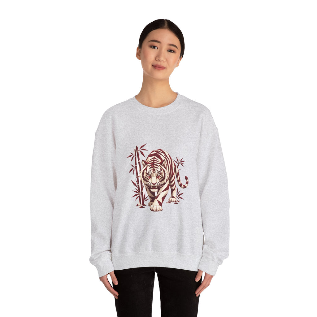Matching Couple Sweatshirt - Tiger & Crane Matching Couple Crewneck Sweatshirt Geometric Art His Hers Couple Gift - Design A