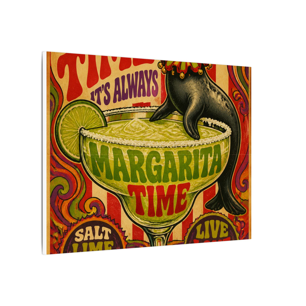 Margarita Balancing Seal Wall Art Canvas 24×36 Psychedelic Dining Room Decor Maximalist Print