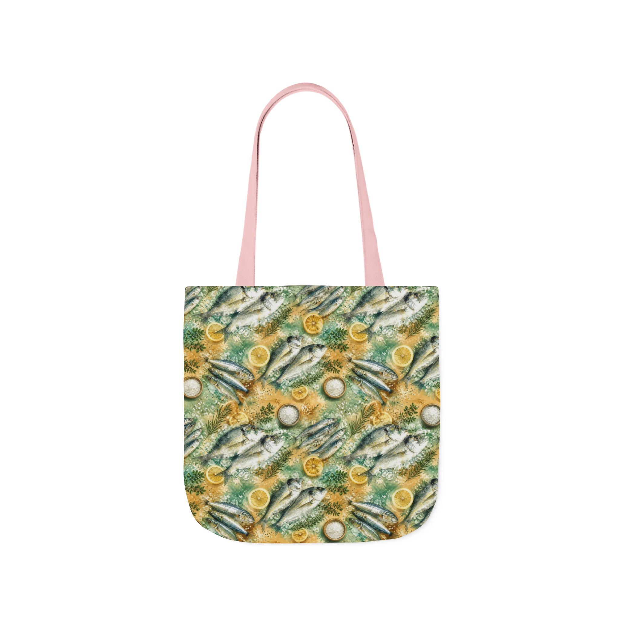Mediterranean Fish Canvas Tote Bag Mediterranean Kitchen Watercolor Splash Design Italian Cottagecore Gift