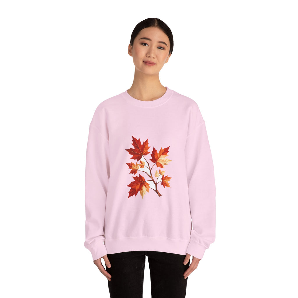 Matching Couple Sweatshirt - Cherry Blossom & Maple Leaf Matching Couple Comfort Colors Crew Geometric Art His Hers Love Gift - Design B