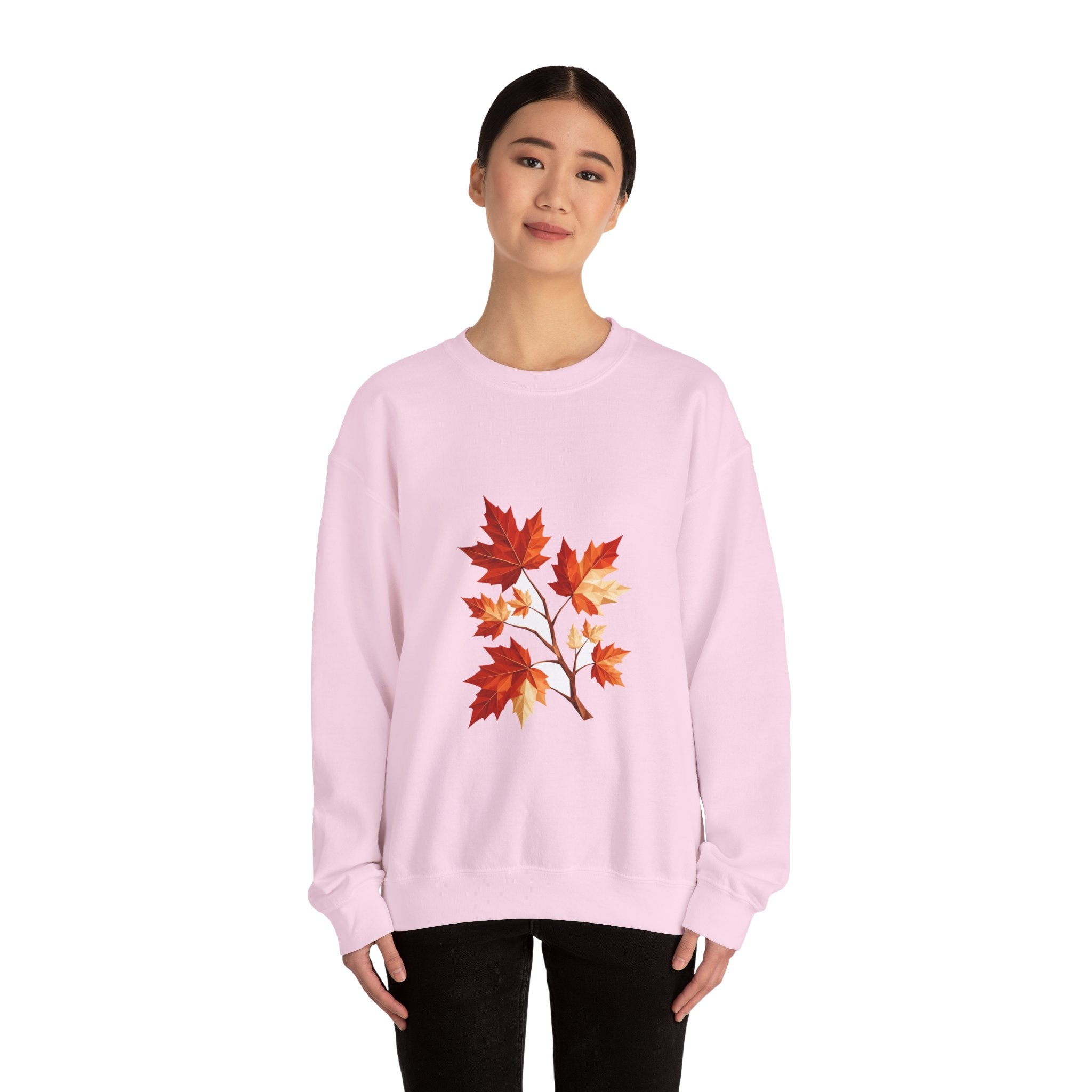 Matching Couple Sweatshirt - Cherry Blossom & Maple Leaf Matching Couple Comfort Colors Crew Geometric Art His Hers Love Gift - Design B