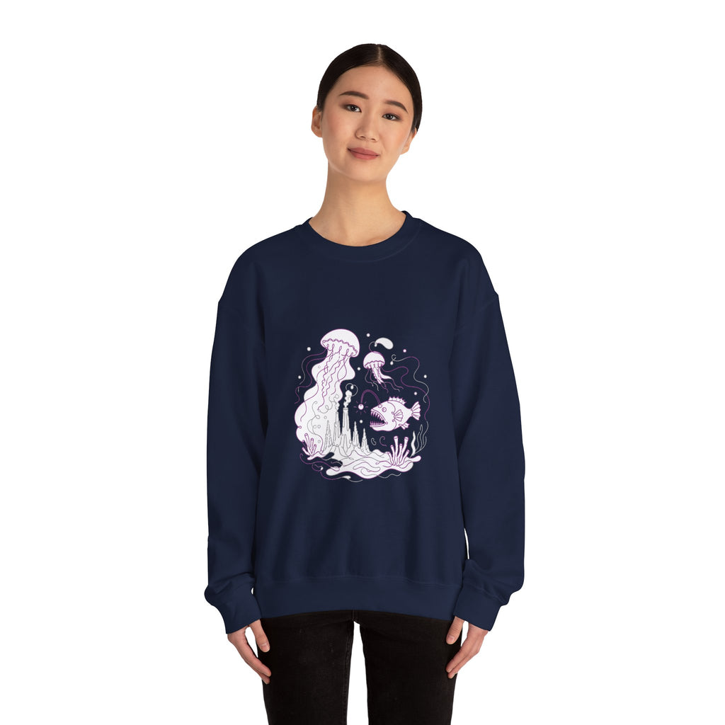 Matching Couple Sweatshirt - Coral Reef & Deep Sea Matching Couple Premium Fleece Sweatshirt Minimalist Art His Hers Christmas Gift - Design B